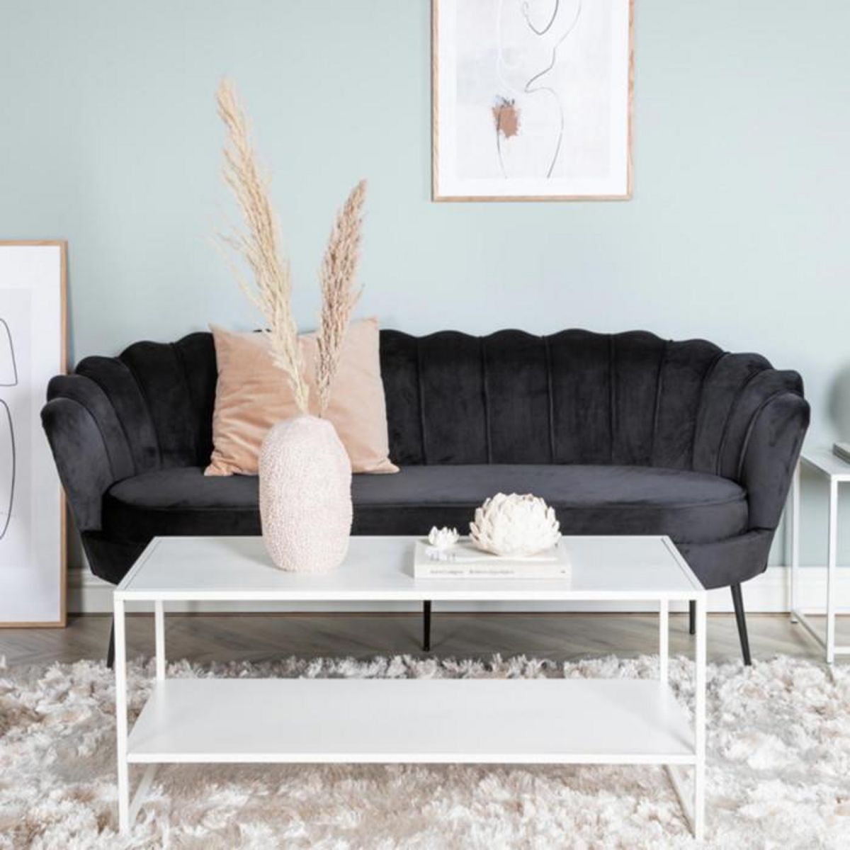 Paris Prix Canapé 3 Places en Velours  Calais  180cm Noir