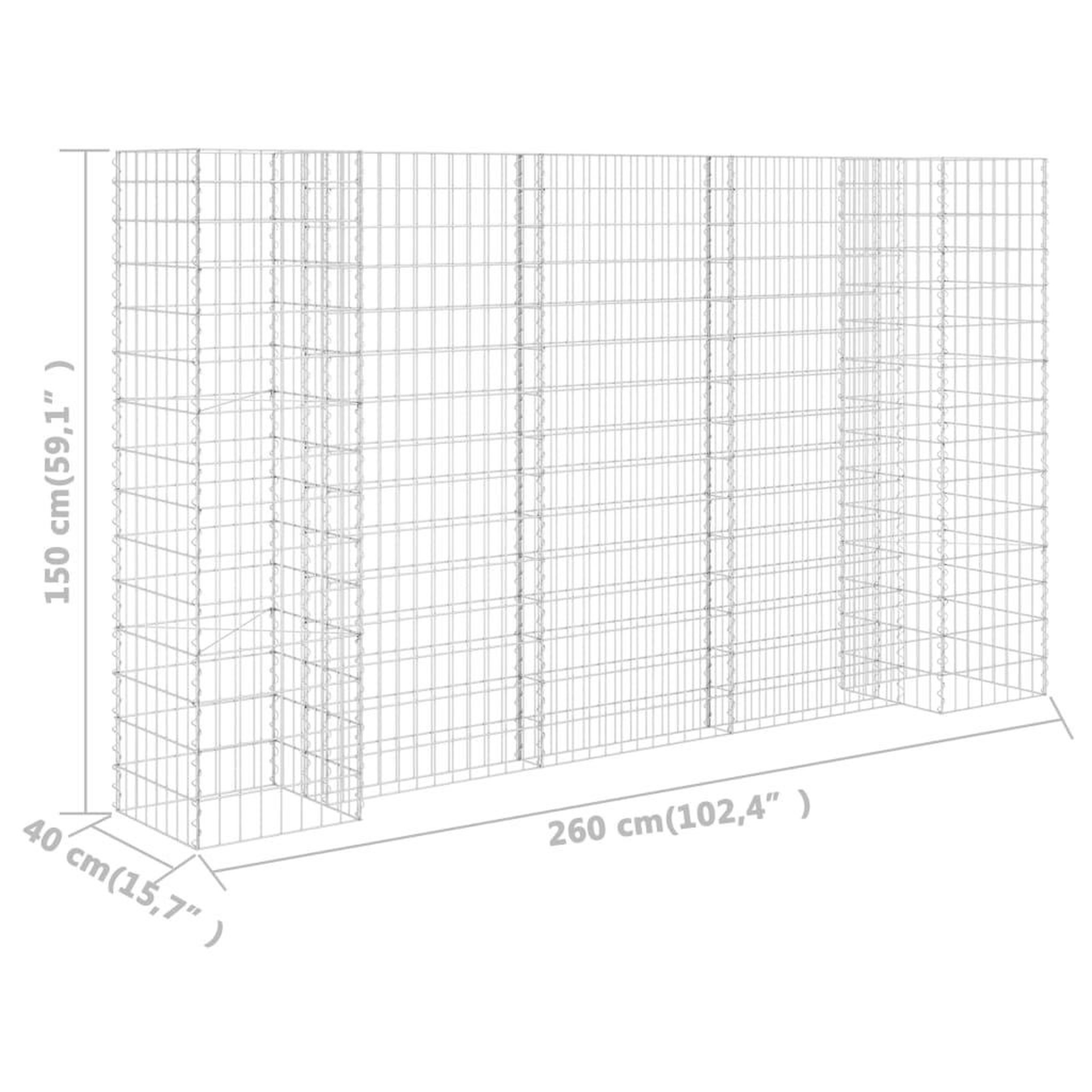 Voir la diapositive 6 : VIDAXL Jardiniere a gabion en H Fil d'acier 260x40x150 cm