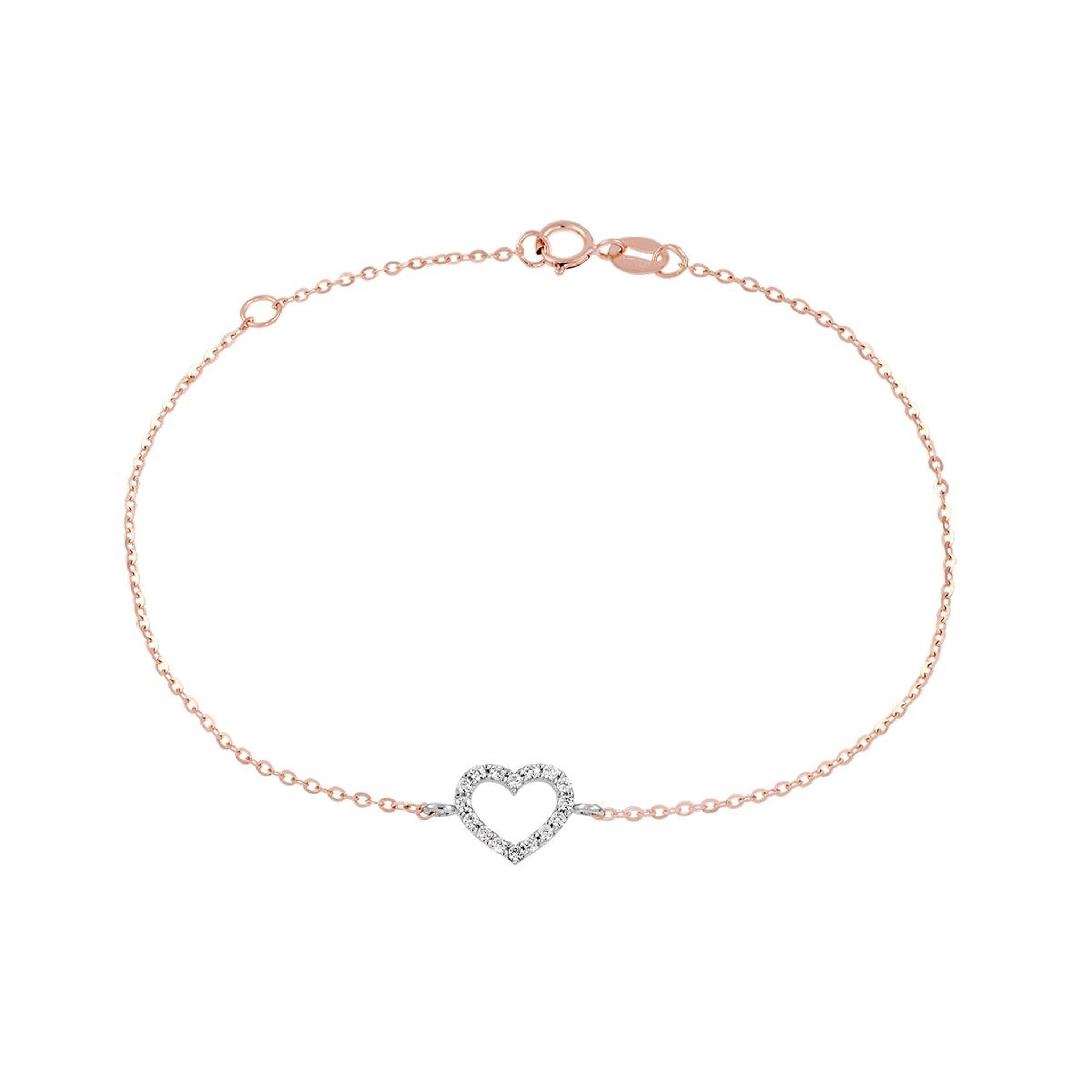 L'ATELIER D'AZUR Bracelet Or Bicolore et Zirconiums - Coeur - Femme