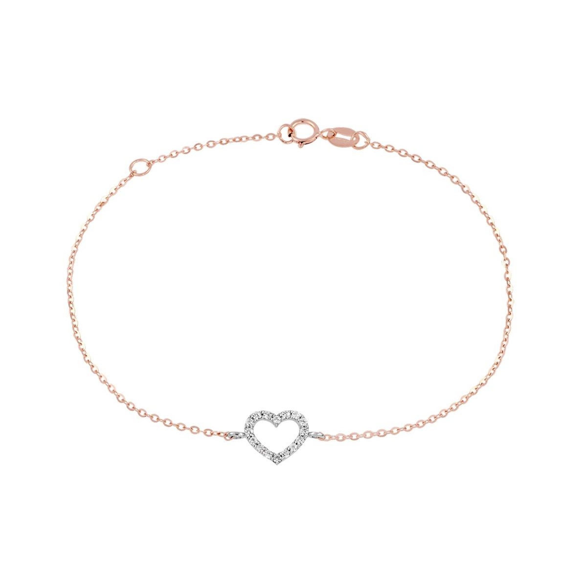 L'ATELIER D'AZUR Bracelet Or Bicolore et Zirconiums - Coeur - Femme