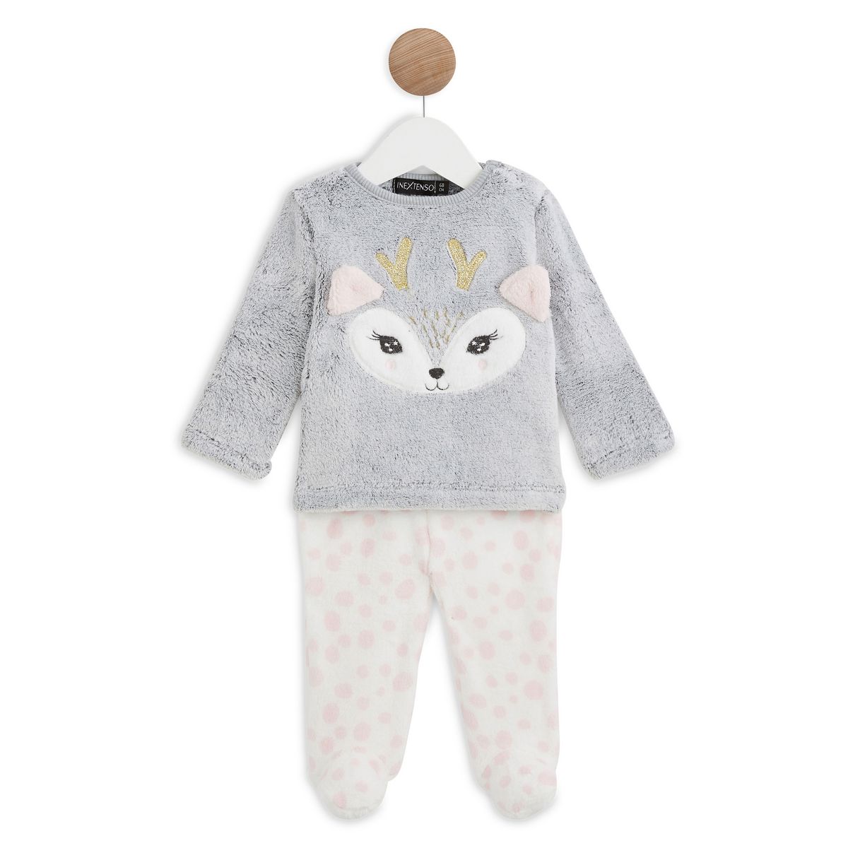 INEXTENSO Pyjama peluche 2 pièces renne bébé fille
