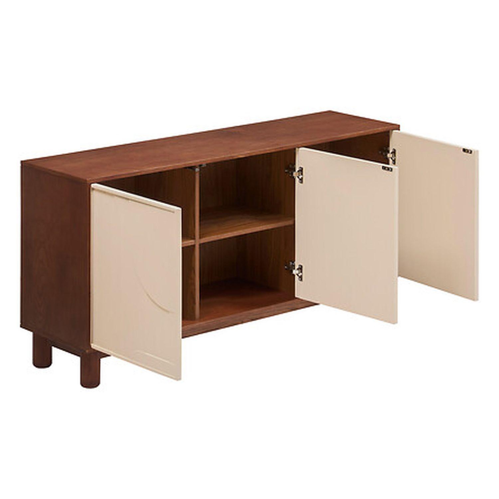 Voir la diapositive 3 : ATMOSPHERA Buffet 3 portes design en relief jilani - marron et beige