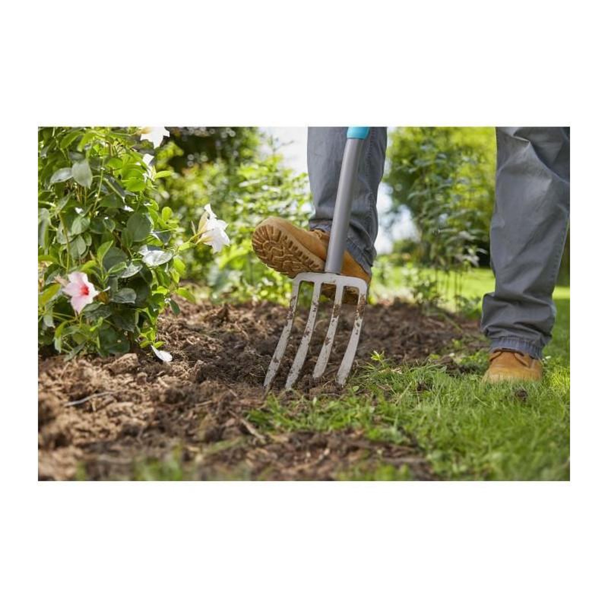 Voir la diapositive 4 : Gardena GARDENA Fourche a becher ErgoLine - Manche revetement souple - Poignee ergo en D - Dents acier trempe - Garantie 25 ans 17013-20