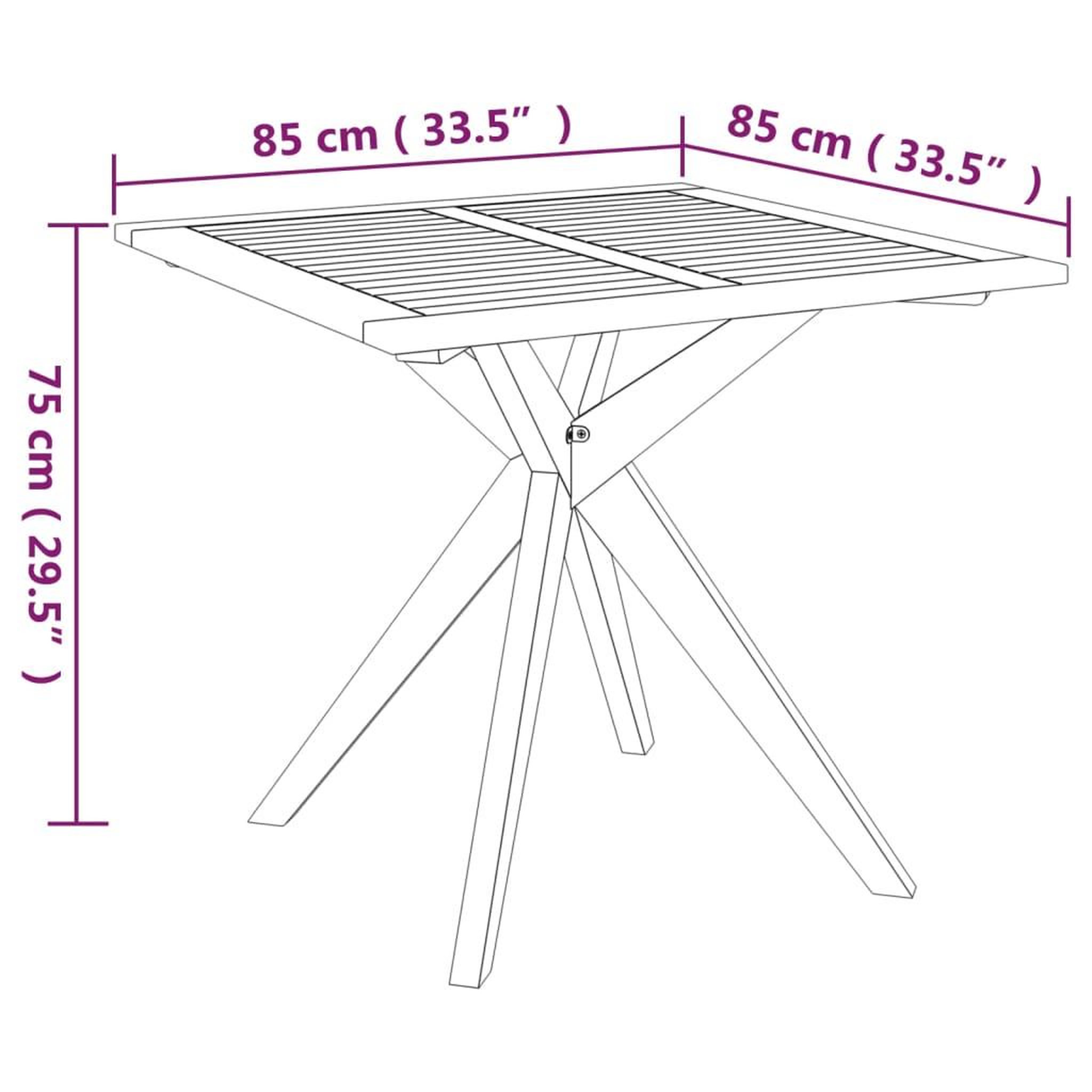 Voir la diapositive 5 : VIDAXL Table de jardin 85x85x75 cm Bois d'acacia solide