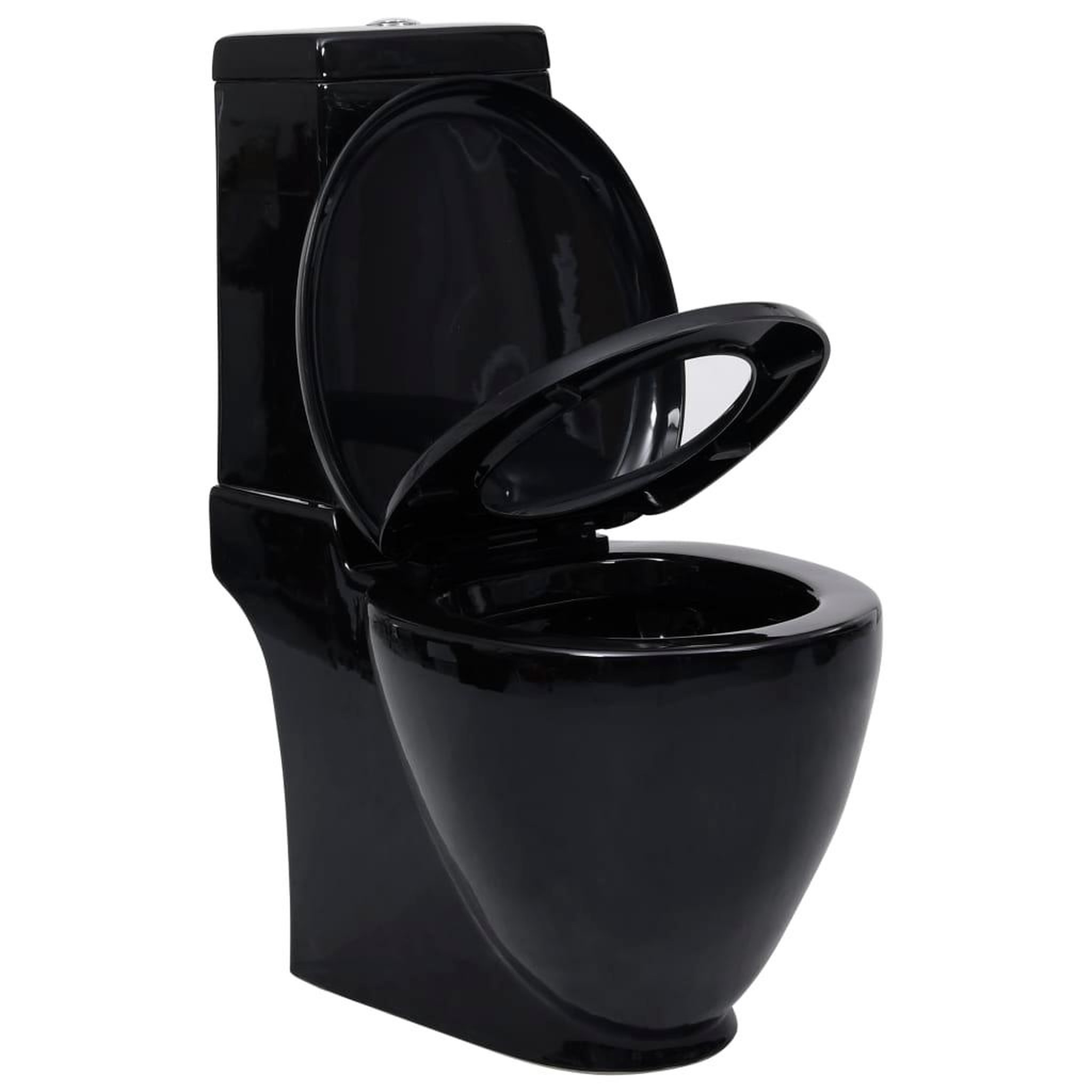 Voir la diapositive 5 : VIDAXL Toilette en ceramique Ronde Ecoulement d'eau au fond Noir