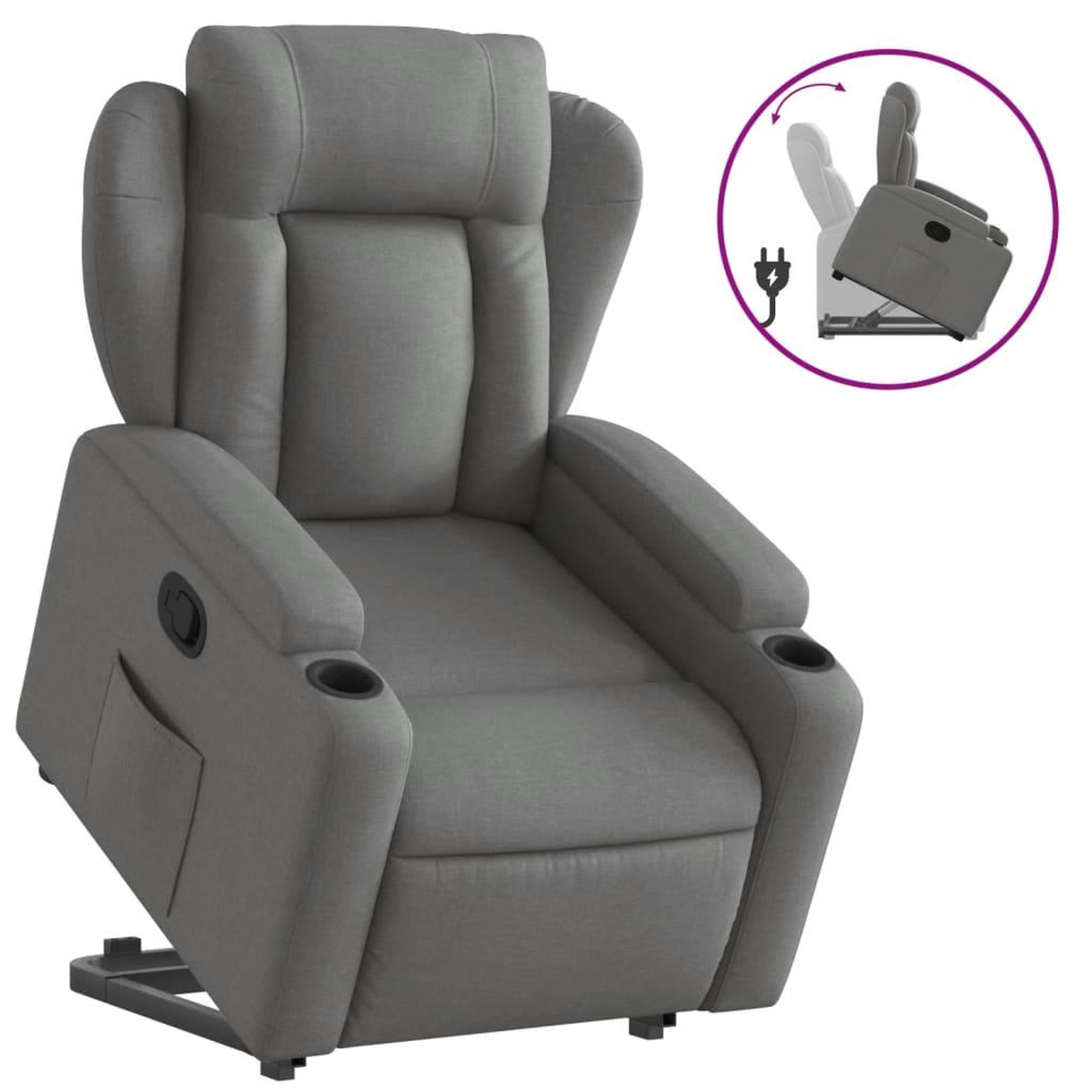 Voir la diapositive 2 : VIDAXL Fauteuil inclinable Gris fonce Tissu