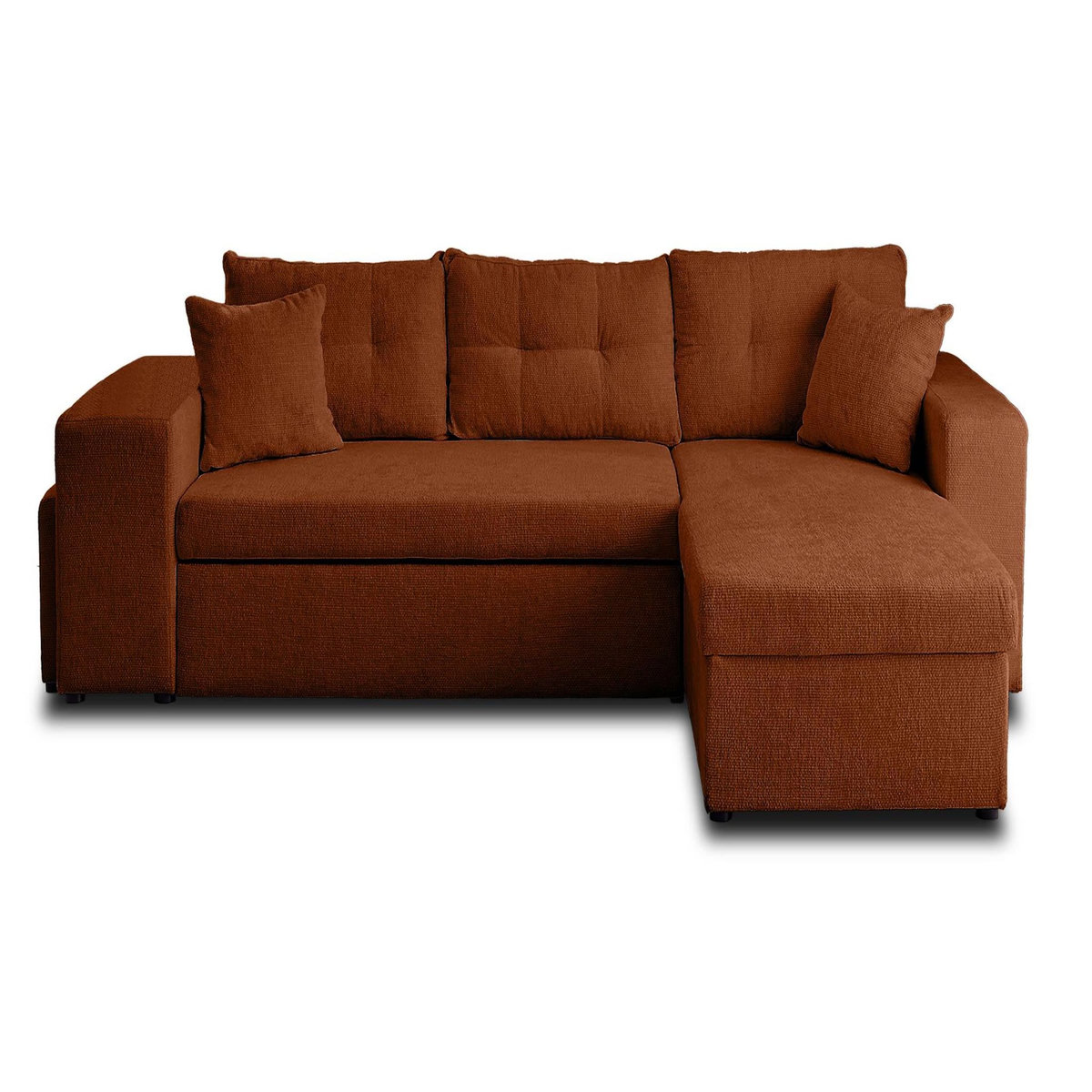 BEST MOBILIER California - canapé d'angle réversible 4 places - convertible avec coffre, étagère et poufs - en velours texturé