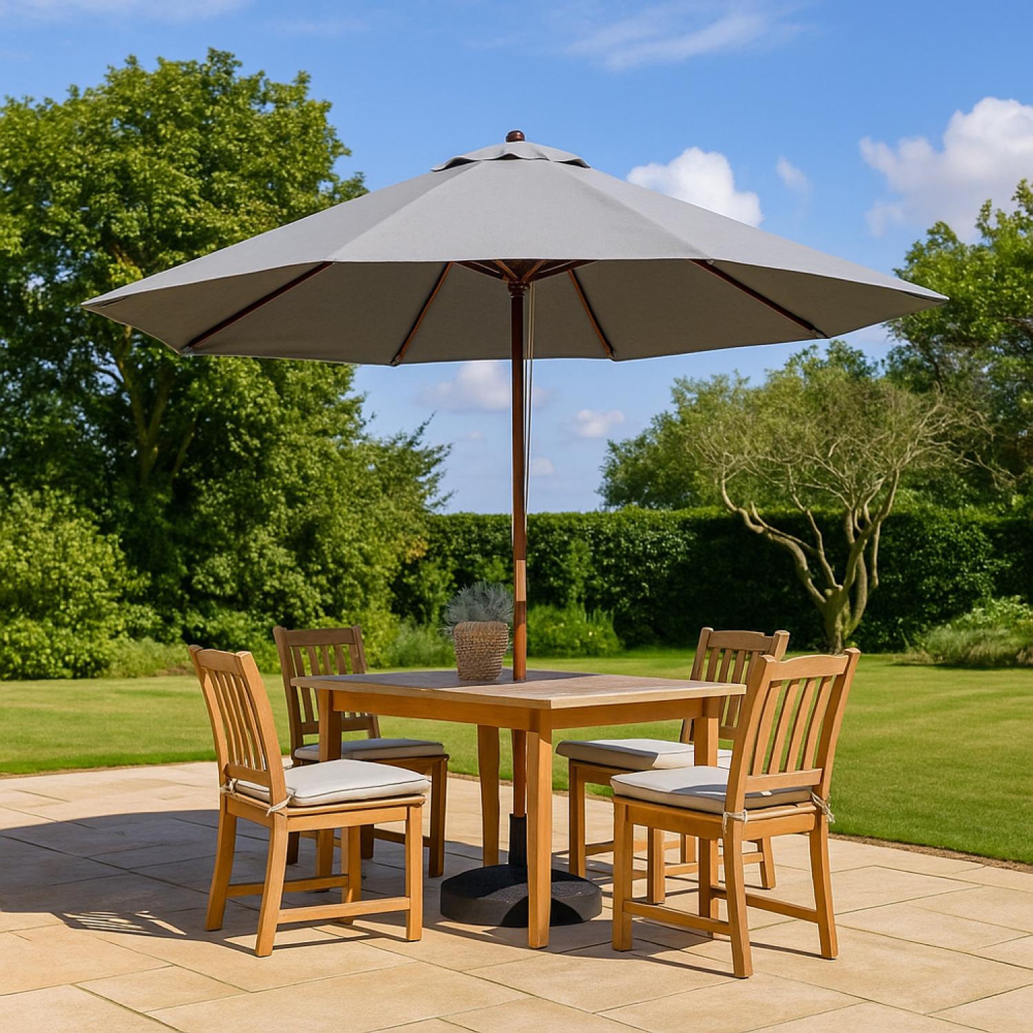 Voir la diapositive 3 : CONCEPT USINE Parasol  gris droit rond 3 x 3 m CANCUN