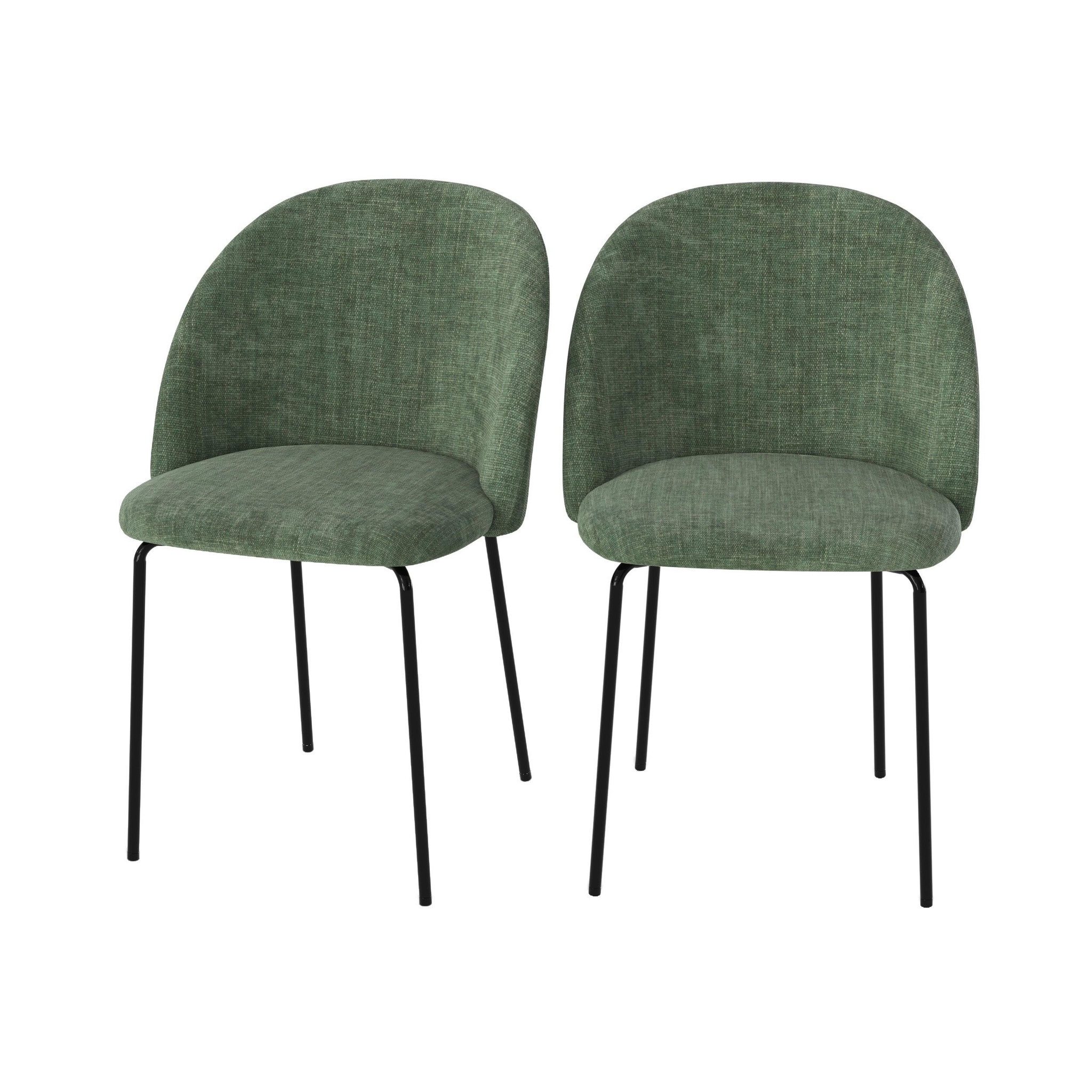 MAISON PAVANE Lot de 2 chaises en tissu texturé vert sapin-karl