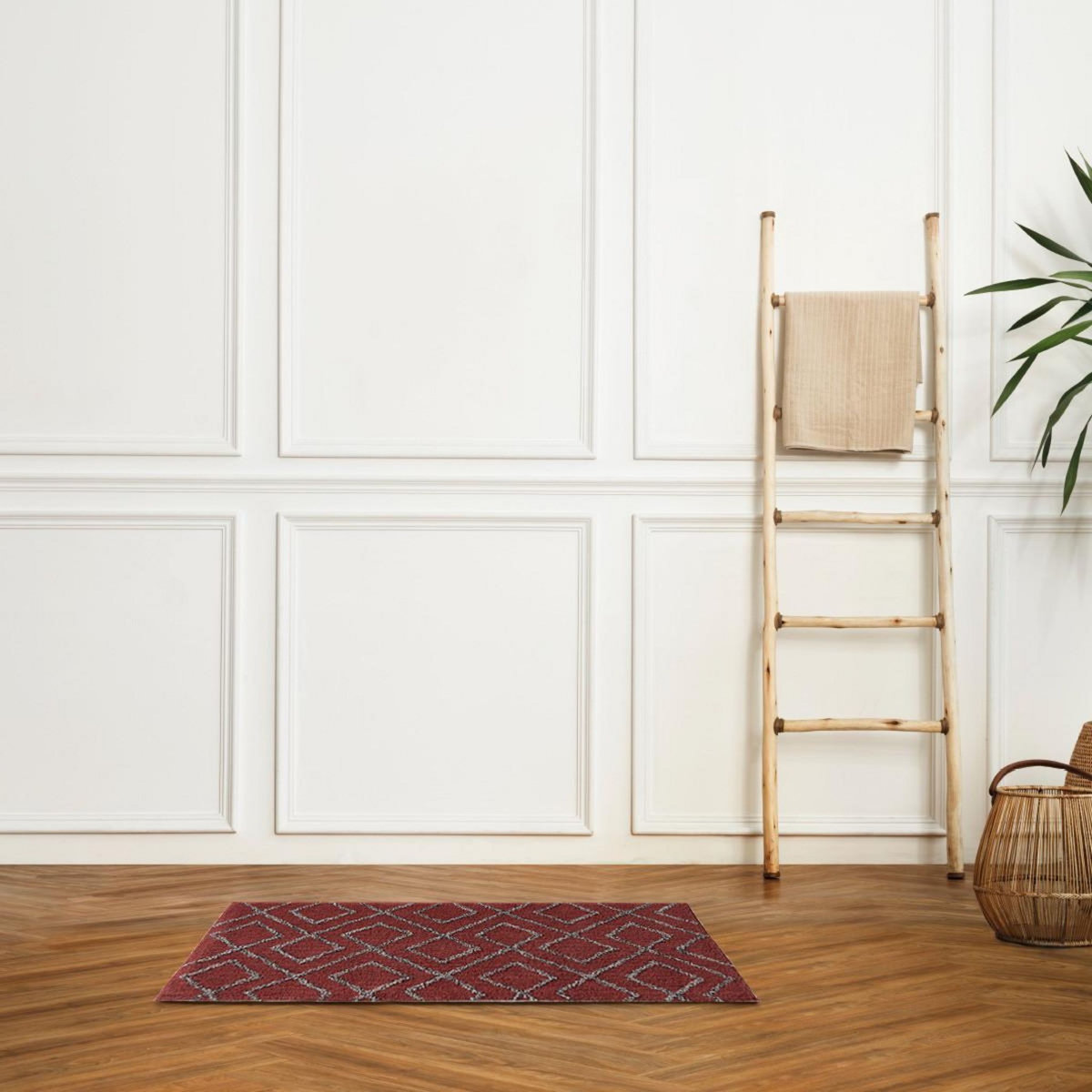 GUY LEVASSEUR Tapis de bain déco géométrique en coton 50x80cm