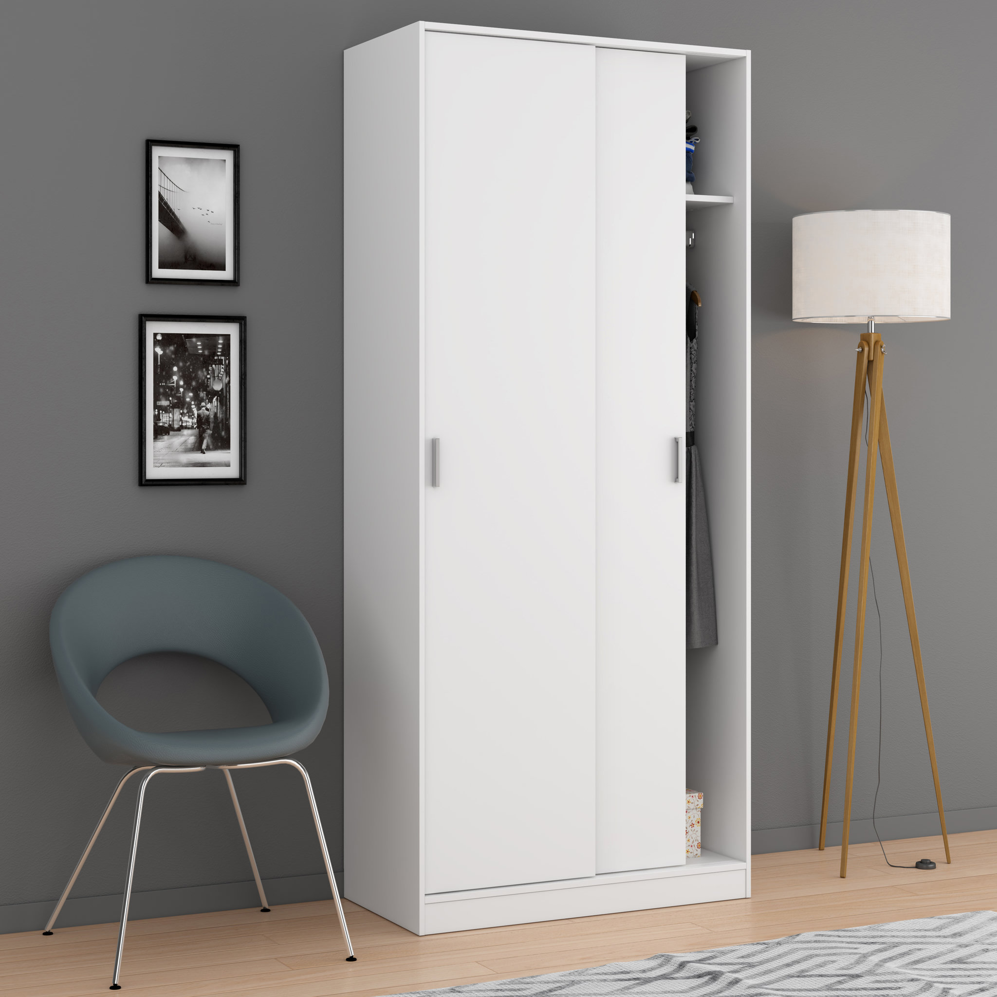Voir la diapositive 4 : Armoire 2 Portes Coulissantes  L 100 x H 200cm 