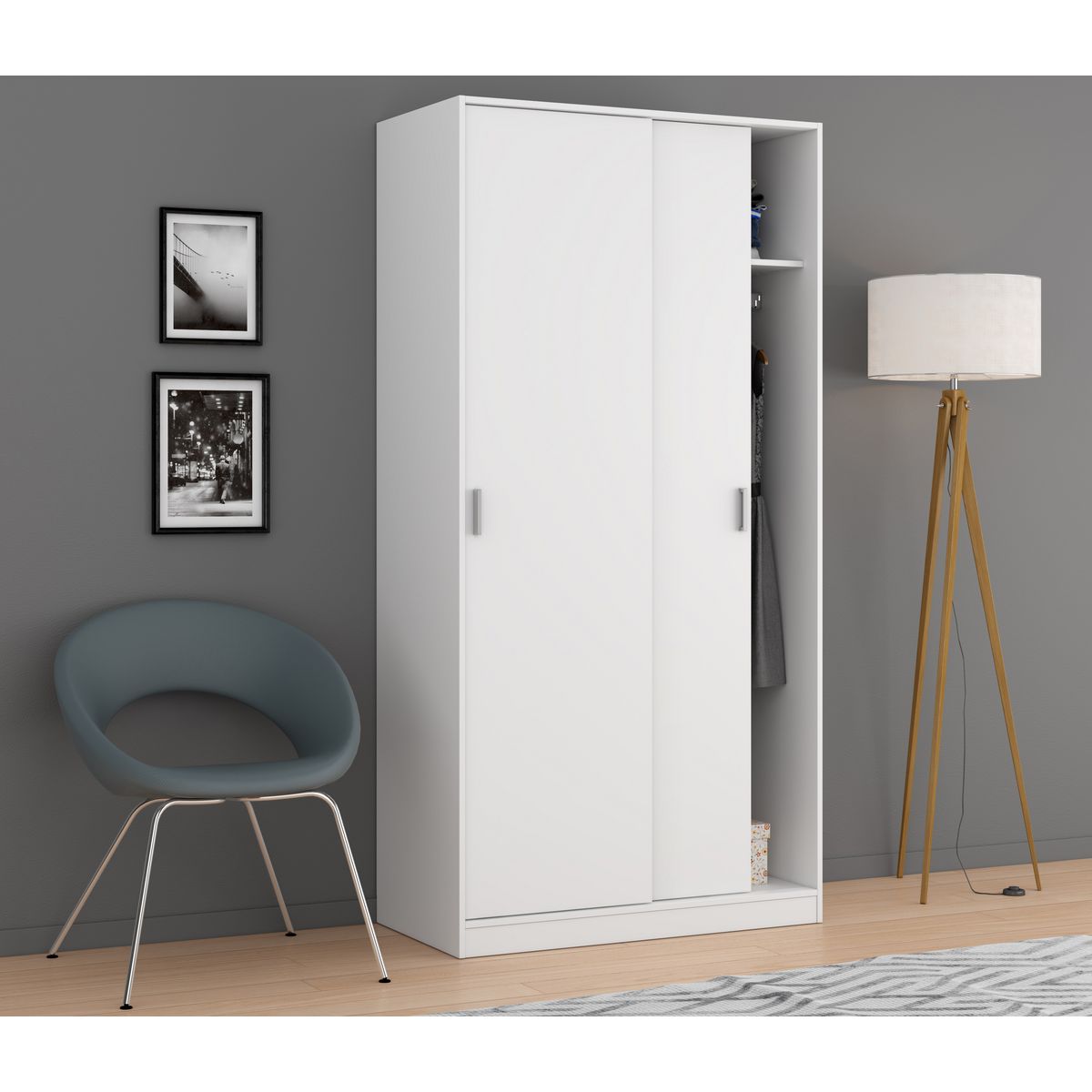 Armoire 2 Portes Coulissantes  L 100 x H 200cm 