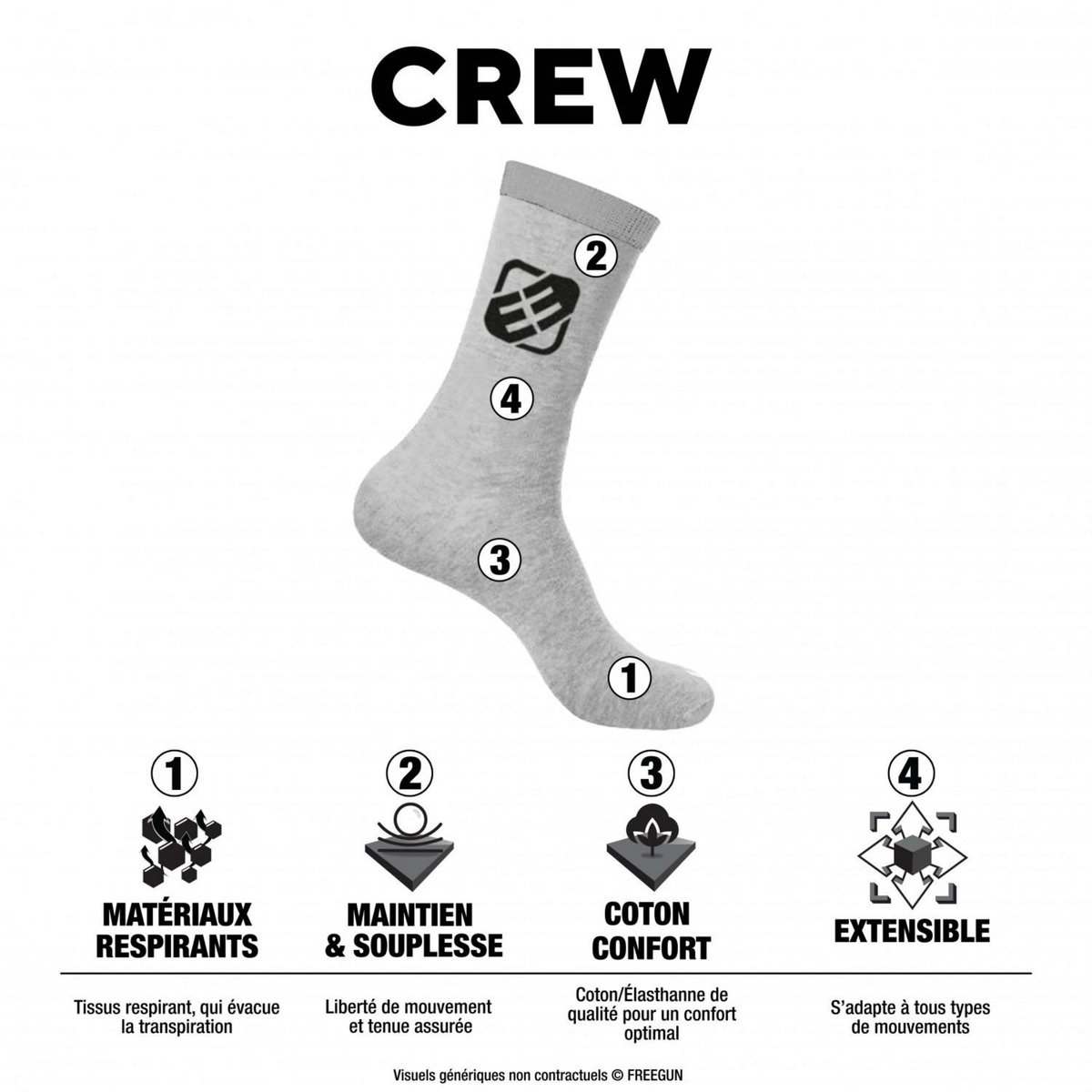 FREEGUN Lot de 4 Paires de Chaussettes de ville homme Fantaisie Fruts