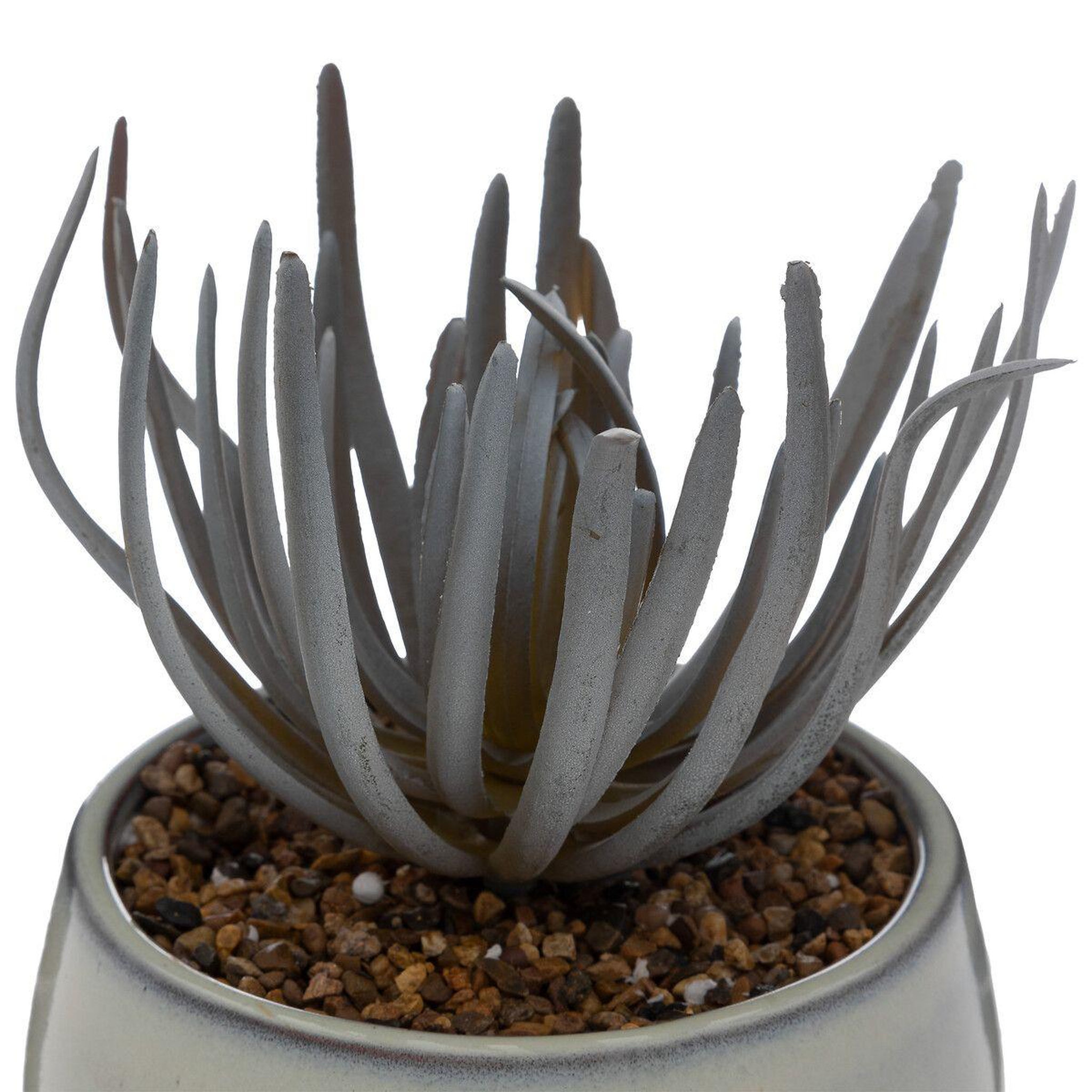 Voir la diapositive 2 : ATMOSPHERA Plante artificielle en pot  grès  18cm gris