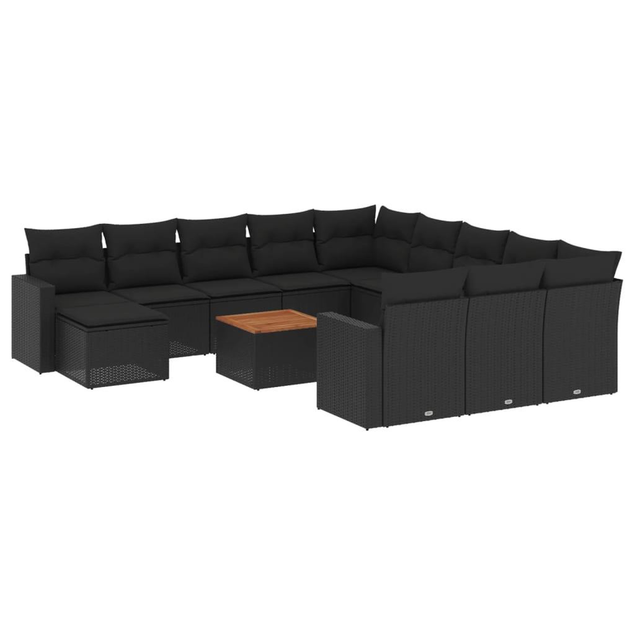 Voir la diapositive 2 : VIDAXL Salon de jardin avec coussins 13 pcs noir resine tressee