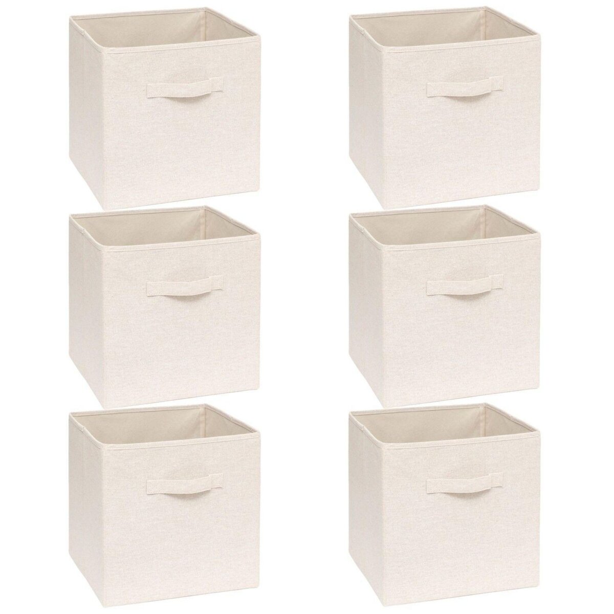 FIVE Lot 6 boîtes de rangement TIDY BOX - L. 31 x l. 31 x H. 31 cm - Beige