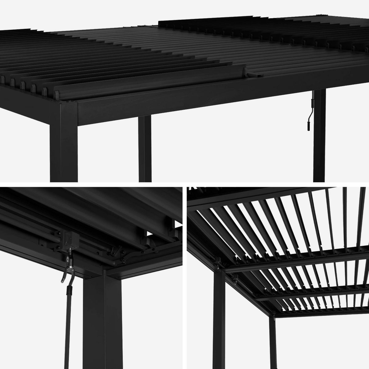 SWEEEK Pergola bioclimatique aluminium et acier 3x6m lames orientables + 2 stores 3m PALACE anthracite