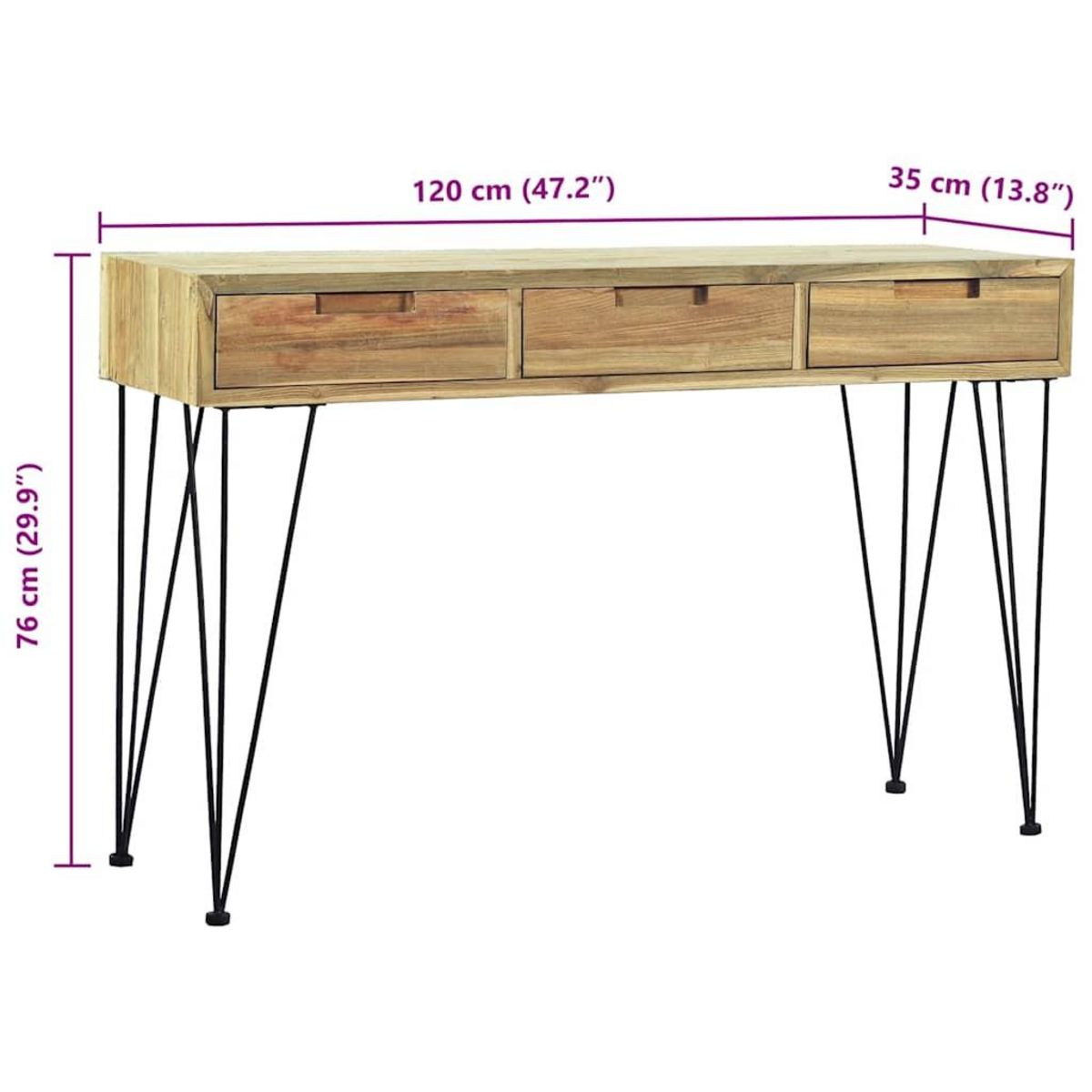 VIDAXL Table console 120x35x76 cm Teck massif
