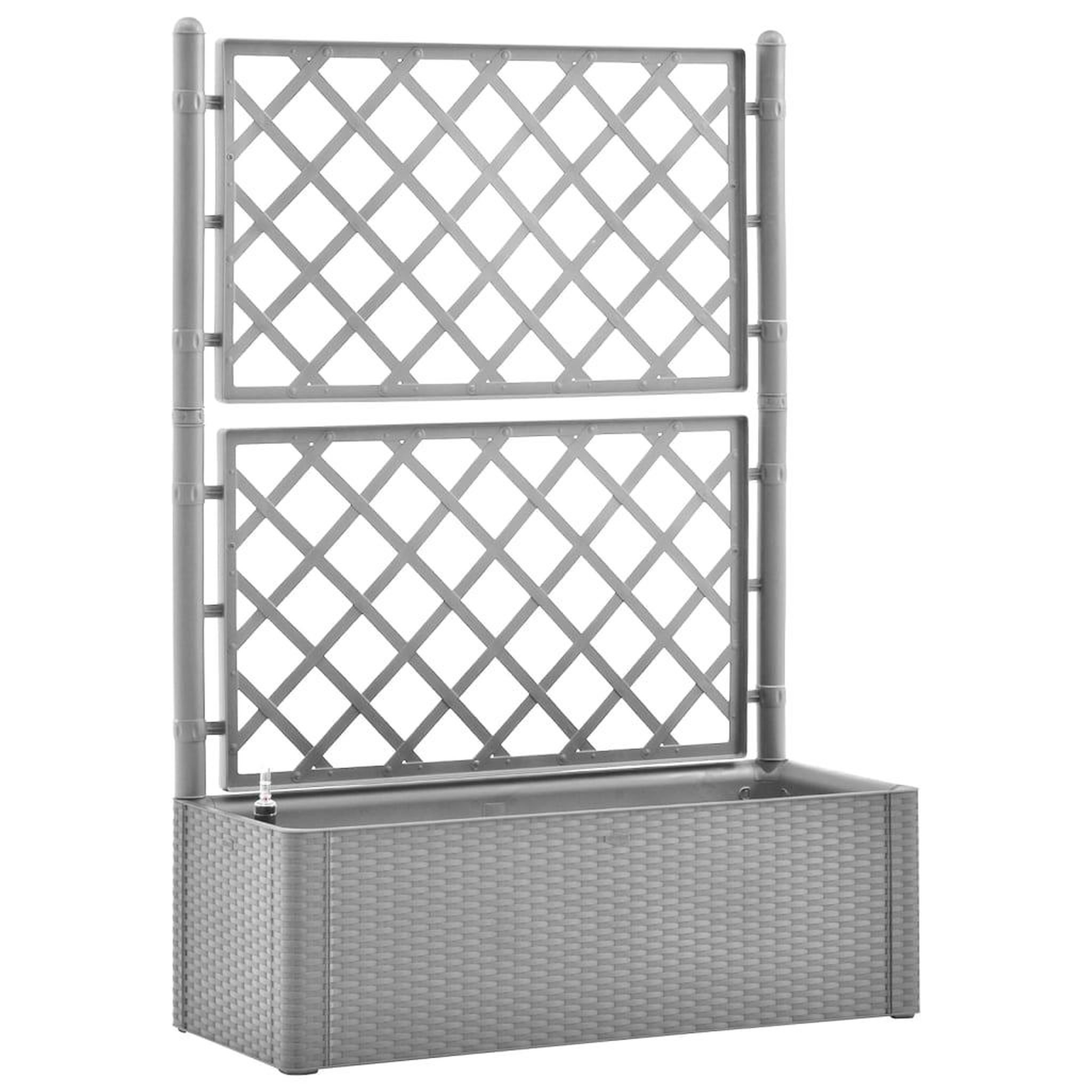 Voir la diapositive 2 : VIDAXL Lit sureleve de jardin et treillis et systeme d'arrosage Gris