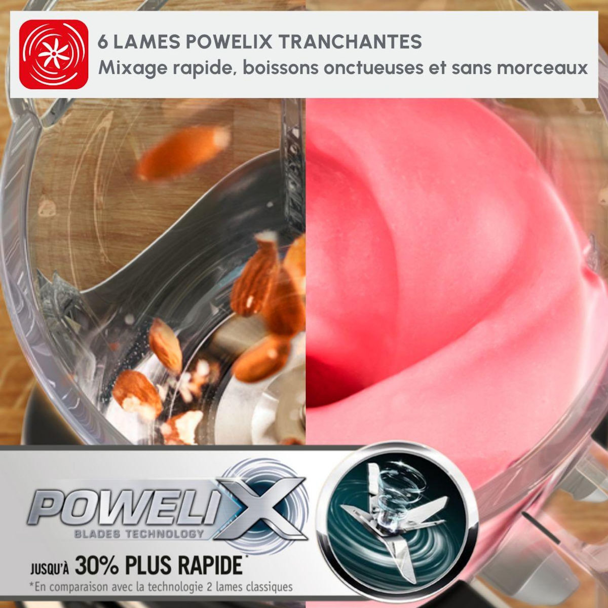 MOULINEX Blender perfect mix LM871D10 noir et metal