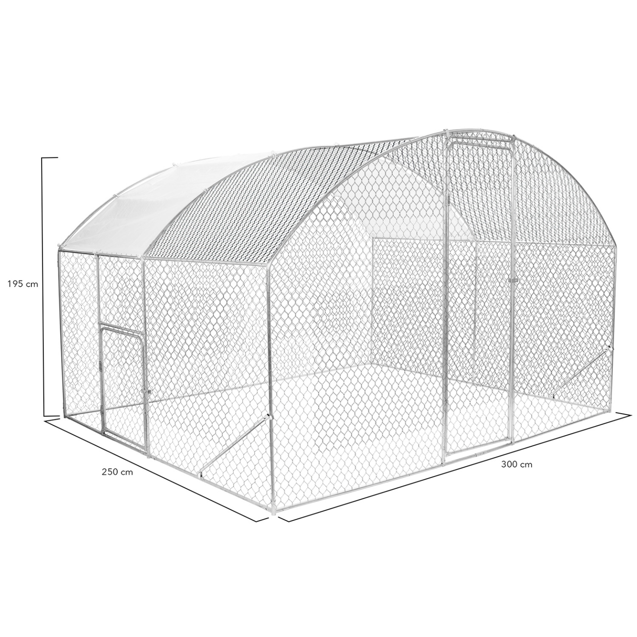 Voir la diapositive 4 : ID MARKET Enclos poulailler dôme 7,5 m² parc grillagé 3x2,5 m avec porte latérale