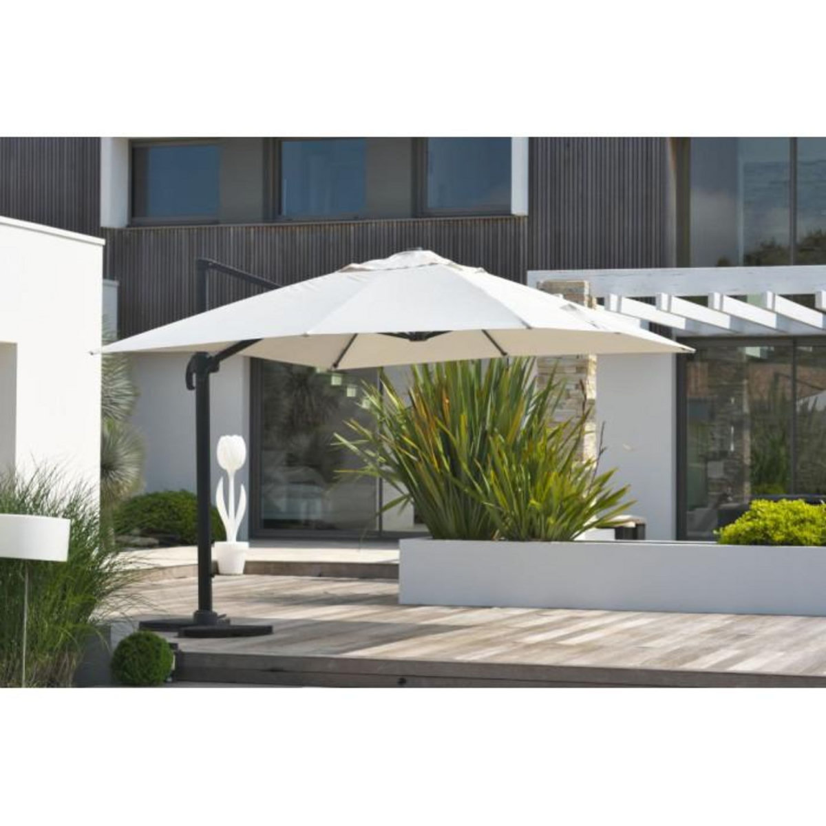 Paris Prix Parasol Déporté à Manivelle  Sevilla  400cm Gris