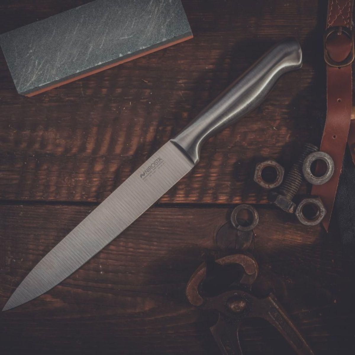 NIROSTA Ensemble de 5 couteaux de cuisine professionnels en inox de 24 à 33,5 cm Nirosta Star