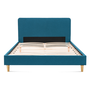 Voir la diapositive 4 : ID MARKET Lit double scandinave BALTA avec tête de lit et sommier 140 x 190 cm tissu bleu canard