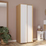 Voir la diapositive 2 : ID MARKET Armoire 2 portes coulissantes SLIDEA bois et blanc 60 cm penderie avec étagère