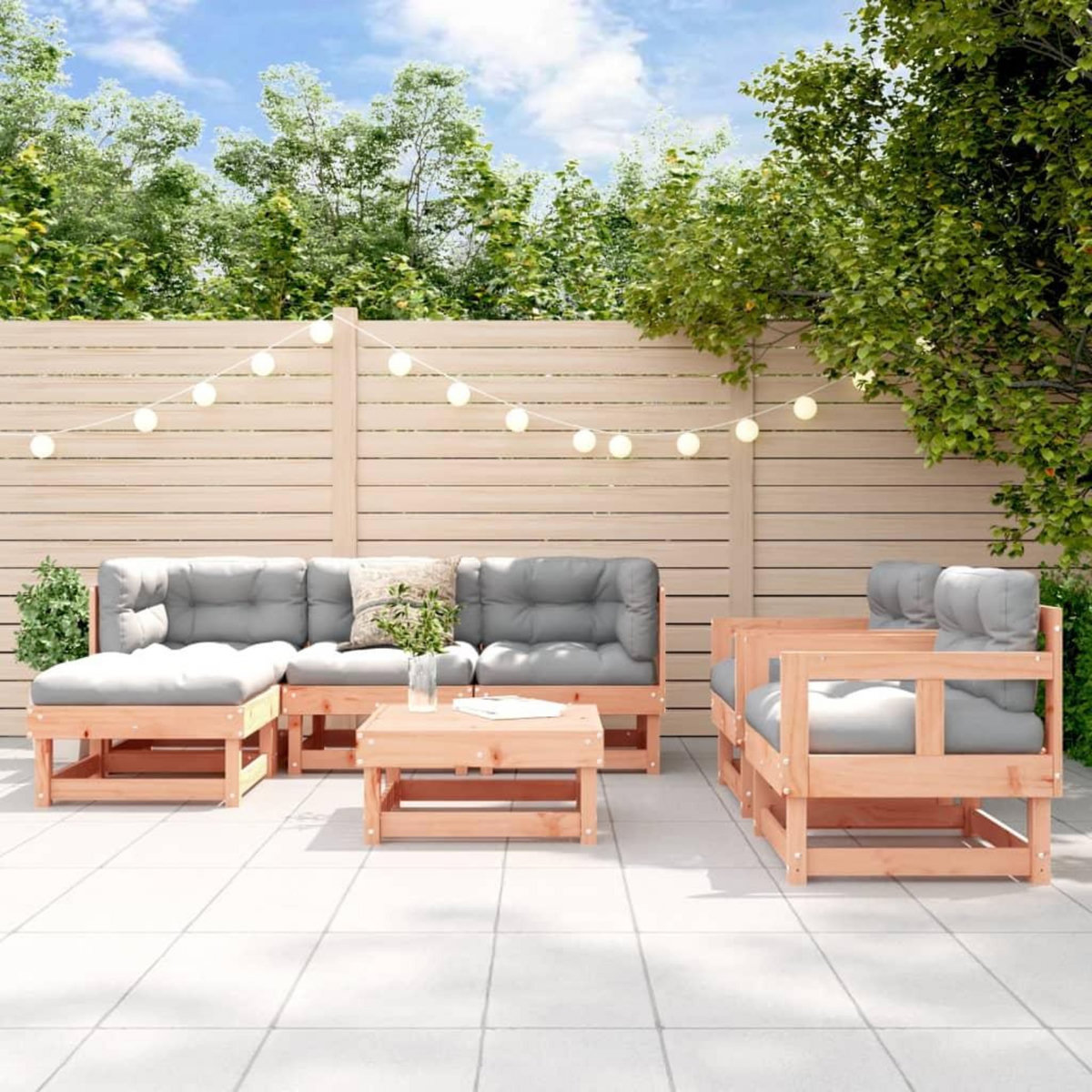 VIDAXL Salon de jardin 7 pcs avec coussins bois massif douglas