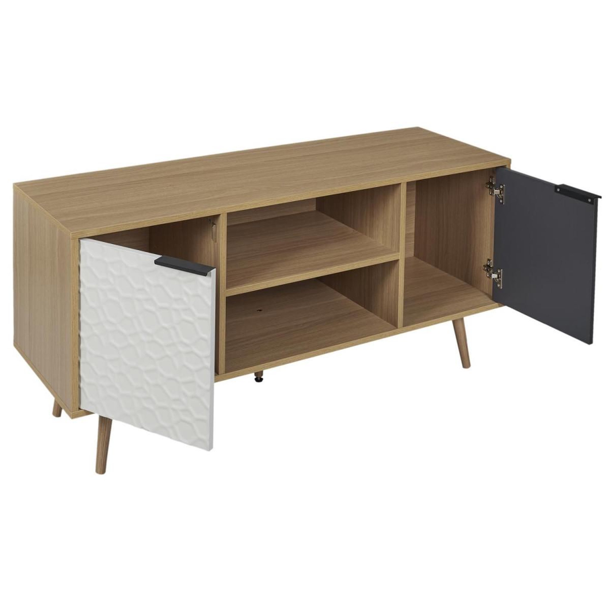 Voir la diapositive 2 : The Home Deco Factory Meuble tv 2 portes & 2 niveaux  agglo  120cm naturel