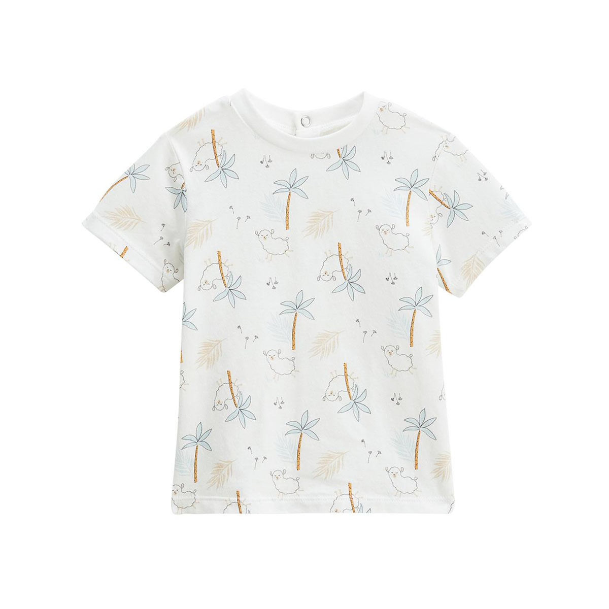 Petit Béguin Ensemble salopette bébé en gaze de coton et t-shirt Noisette