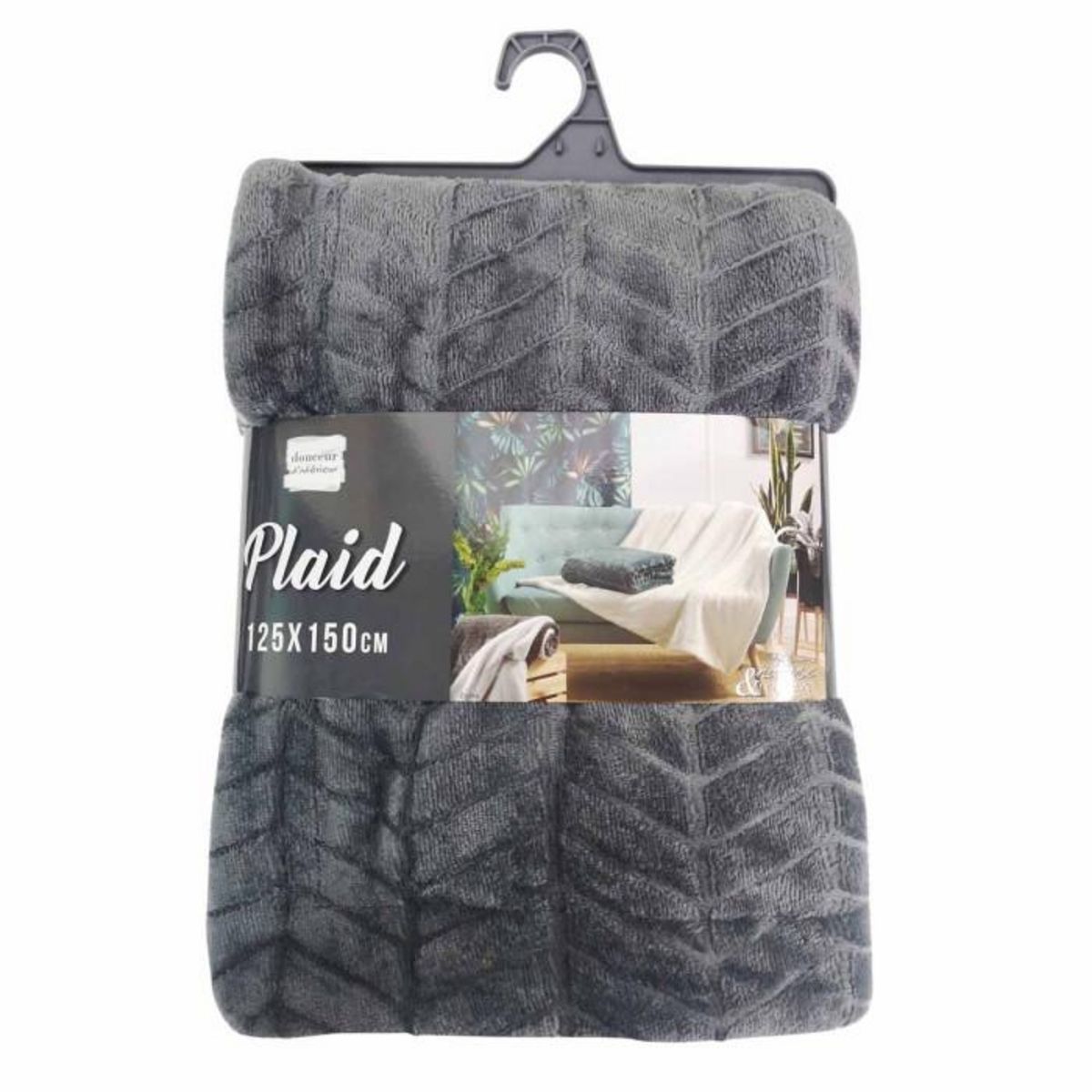 Paris Prix Plaid Motif Jacquard  Zema  125x150cm Anthracite