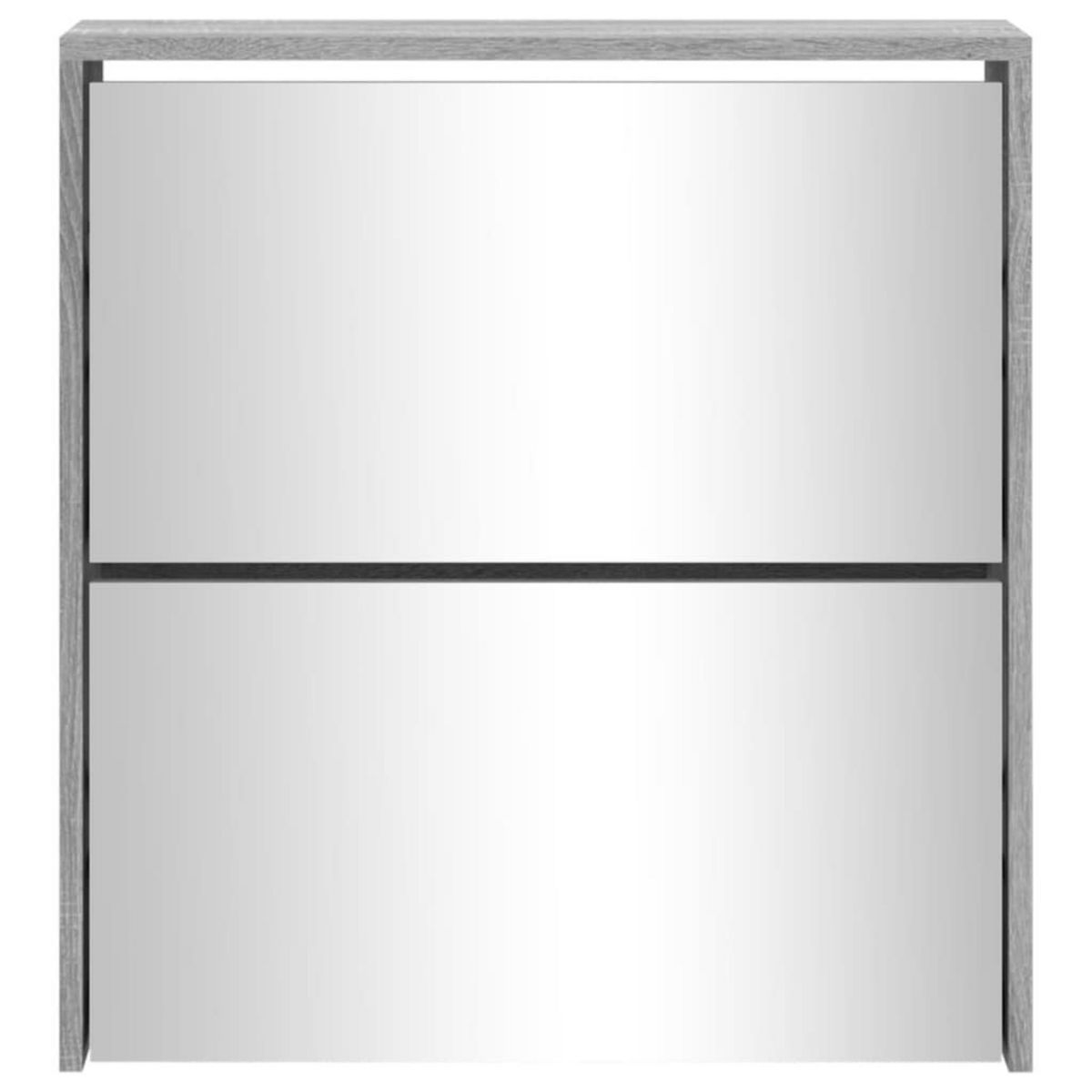 VIDAXL Armoire a chaussures miroir 2 niveaux Sonoma gris 63x17x67 cm