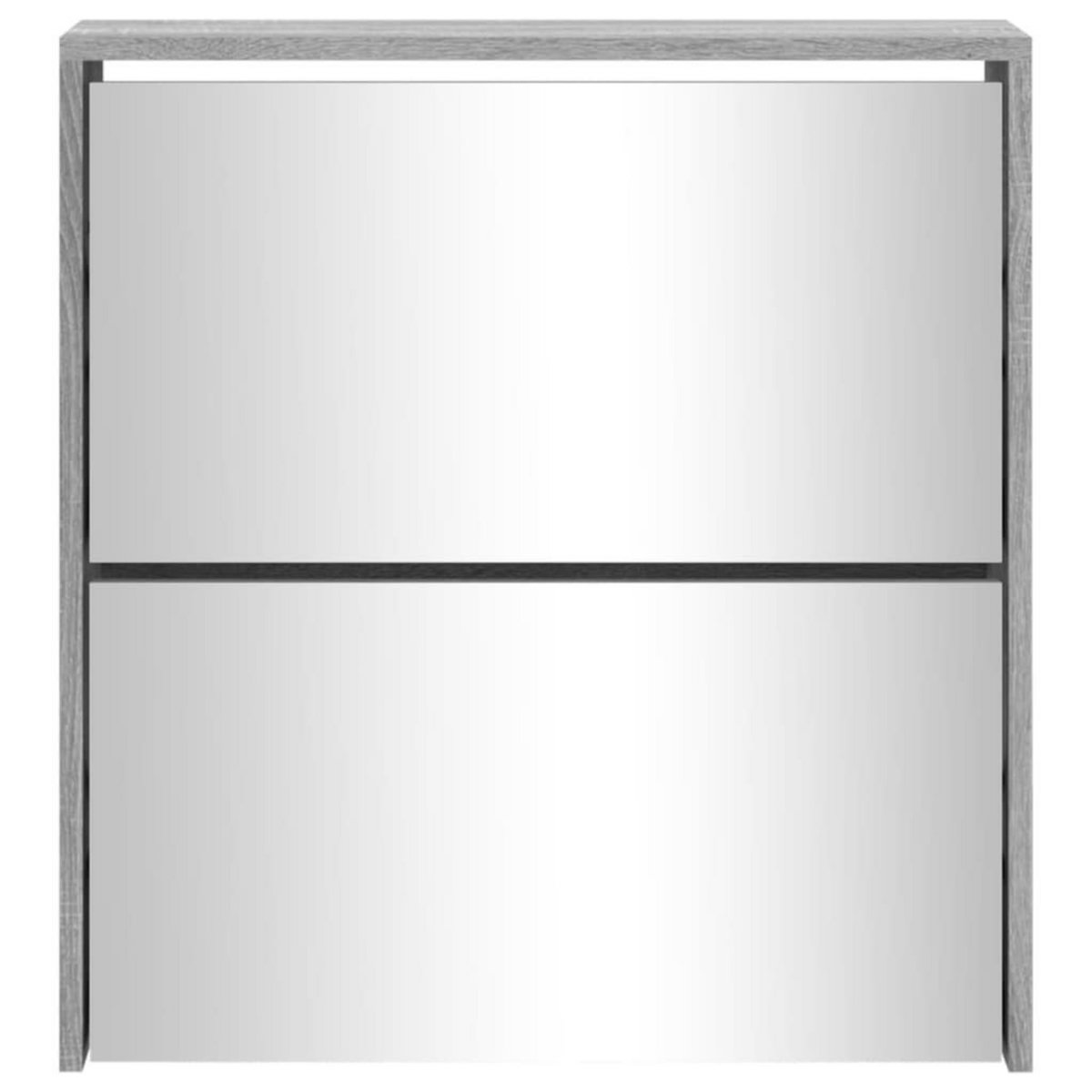 VIDAXL Armoire a chaussures miroir 2 niveaux Sonoma gris 63x17x67 cm