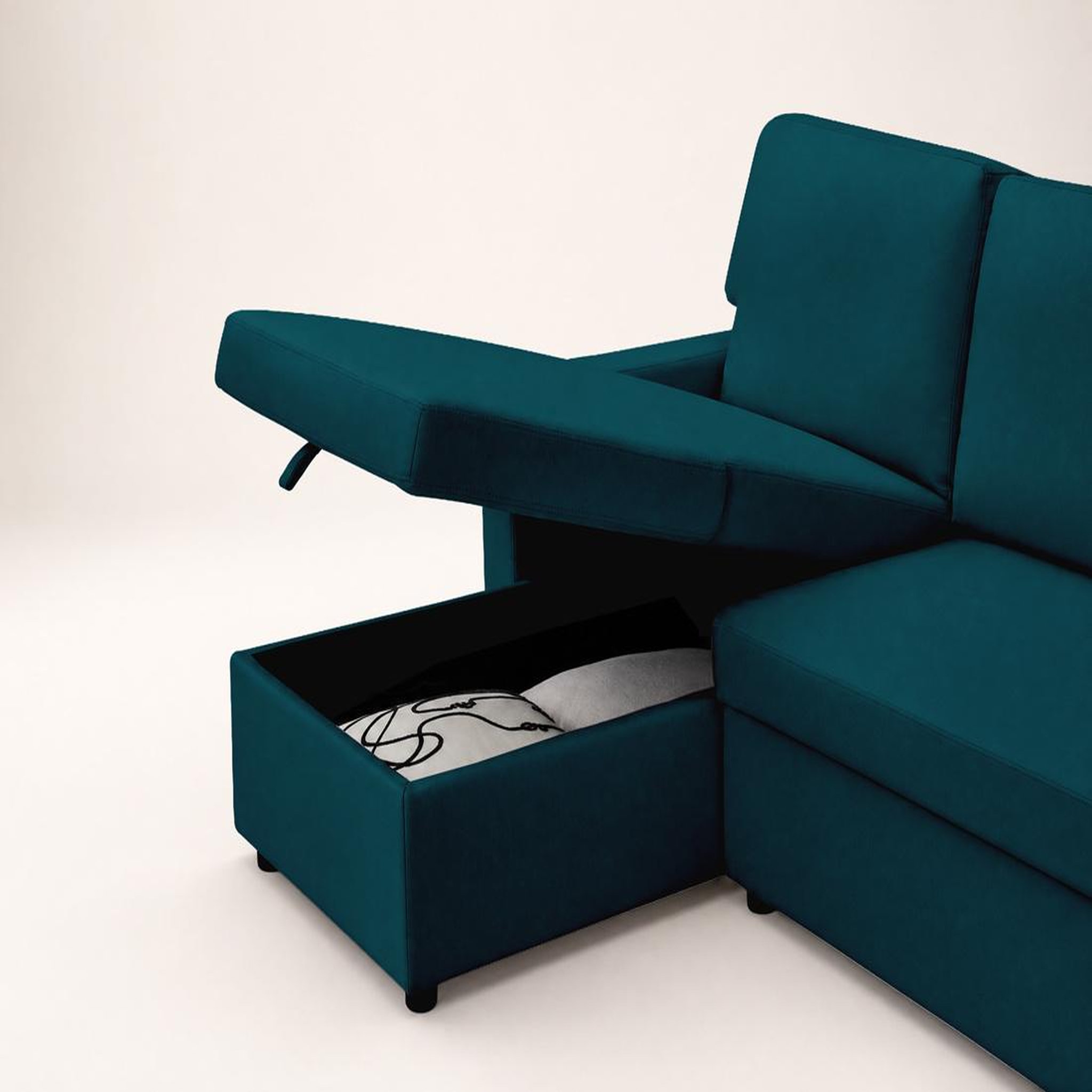 Voir la diapositive 5 : BEST MOBILIER Meiya - canapé d'angle réversible 4 places convertible avec coffre en tissu