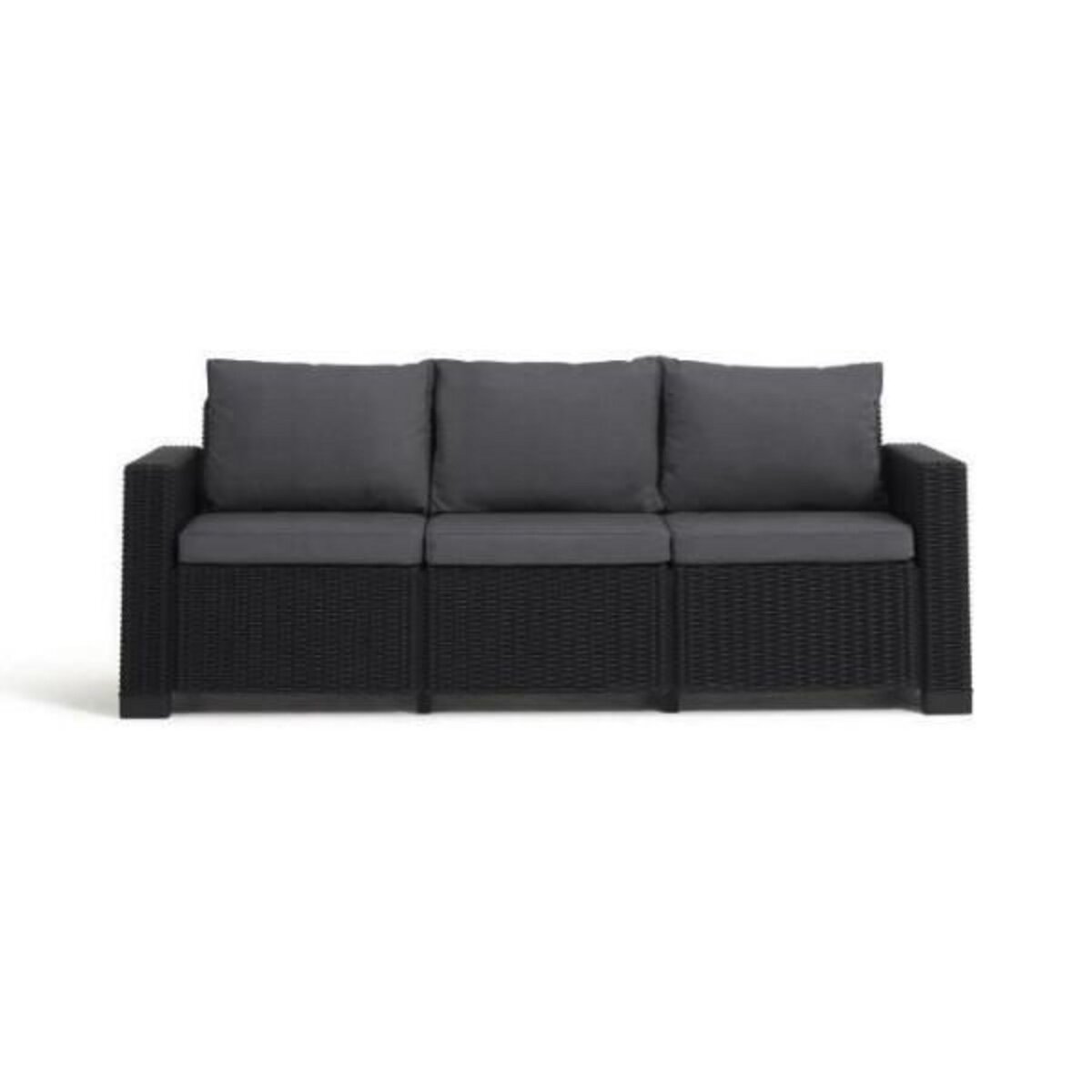 Keter Salon de jardin en résine imitation rotin tressé - Gris graphite - Avec pouf et table basse - KETER - 4 personnes - CALIFORNIA