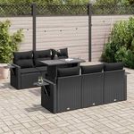 VIDAXL Salon de jardin 7 pcs avec coussins noir resine tressee