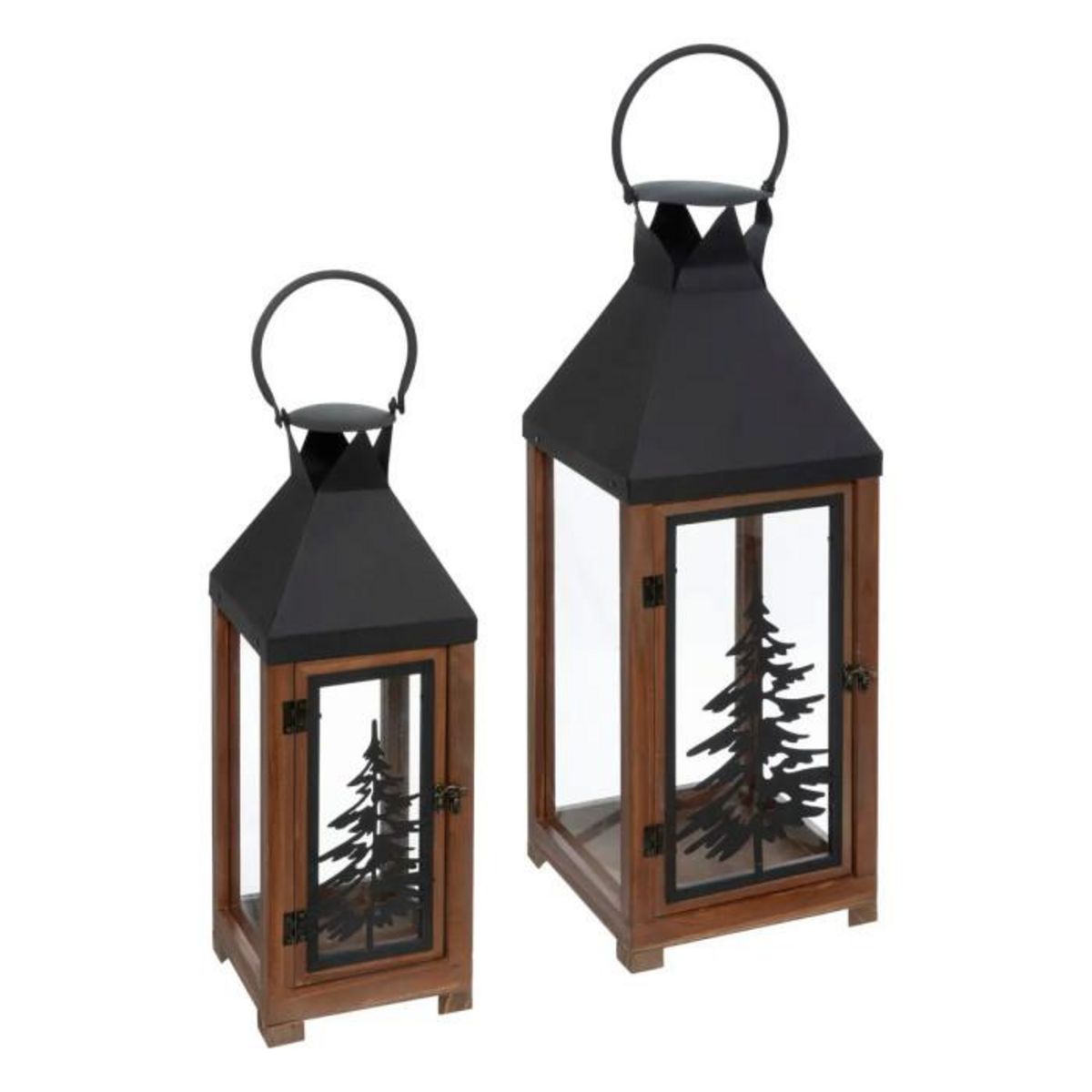 ATMOSPHERA Lot de 2 Lanternes  Sapin  55cm Noir
