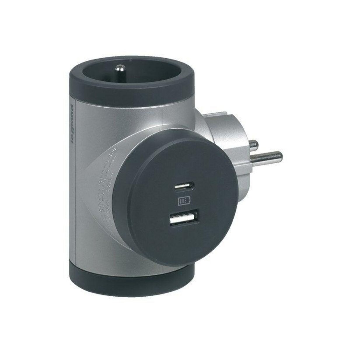 Legrand Triplite Usb Murale Compact, 2 Prises Aluminium