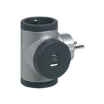 Legrand Triplite Usb Murale Compact, 2 Prises Aluminium