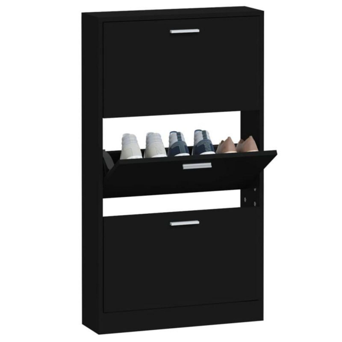 VIDAXL Armoire à chaussures Noir 59x17x108 cm Bois d ingénierie