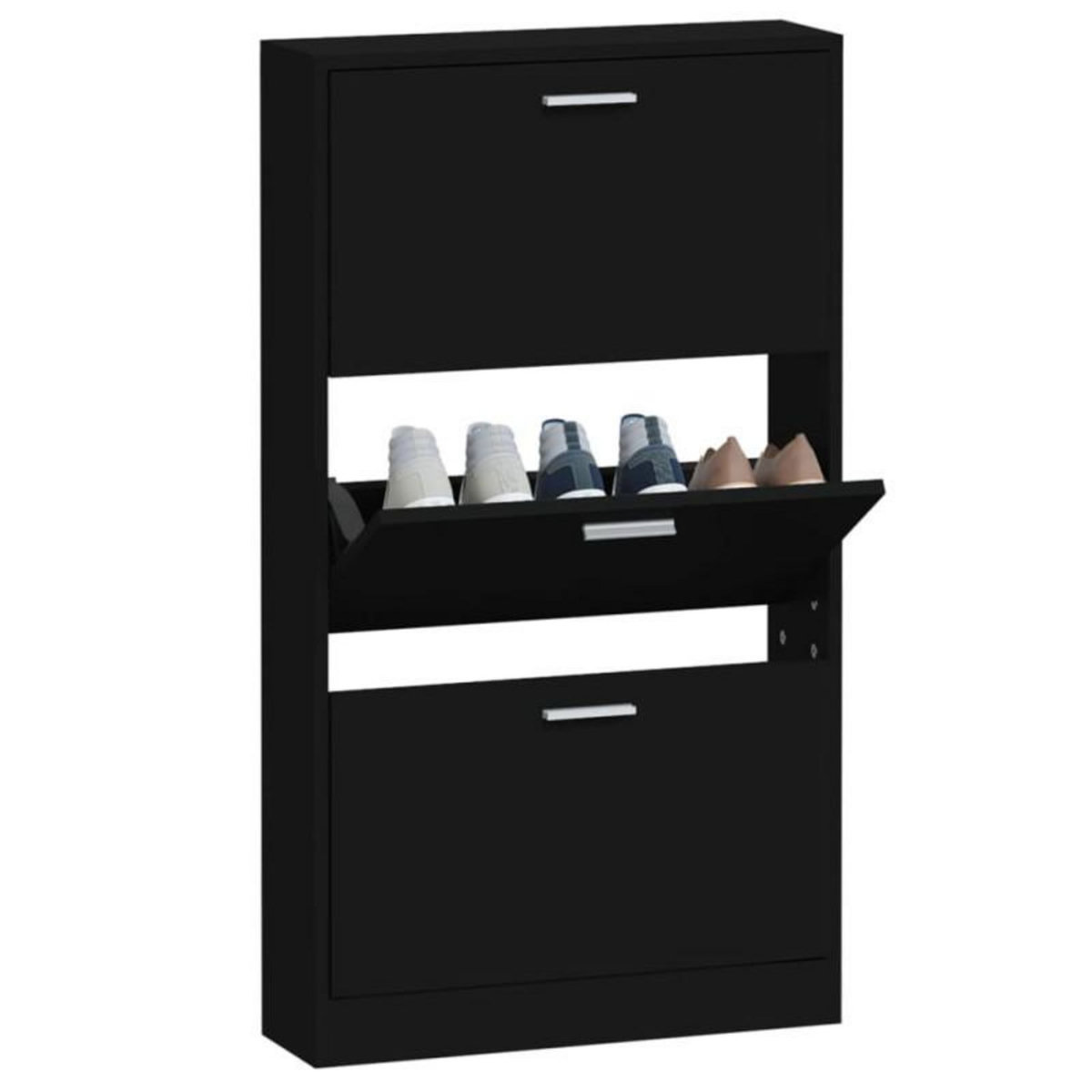 VIDAXL Armoire à chaussures Noir 59x17x108 cm Bois d ingénierie