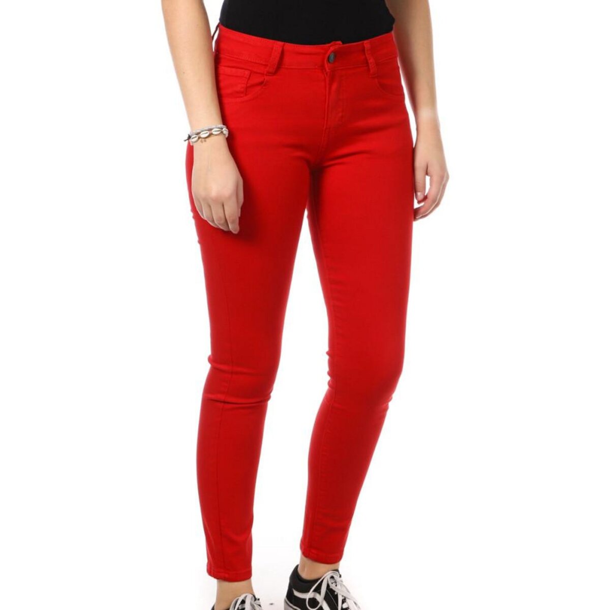 Jean rouge femme hot sale