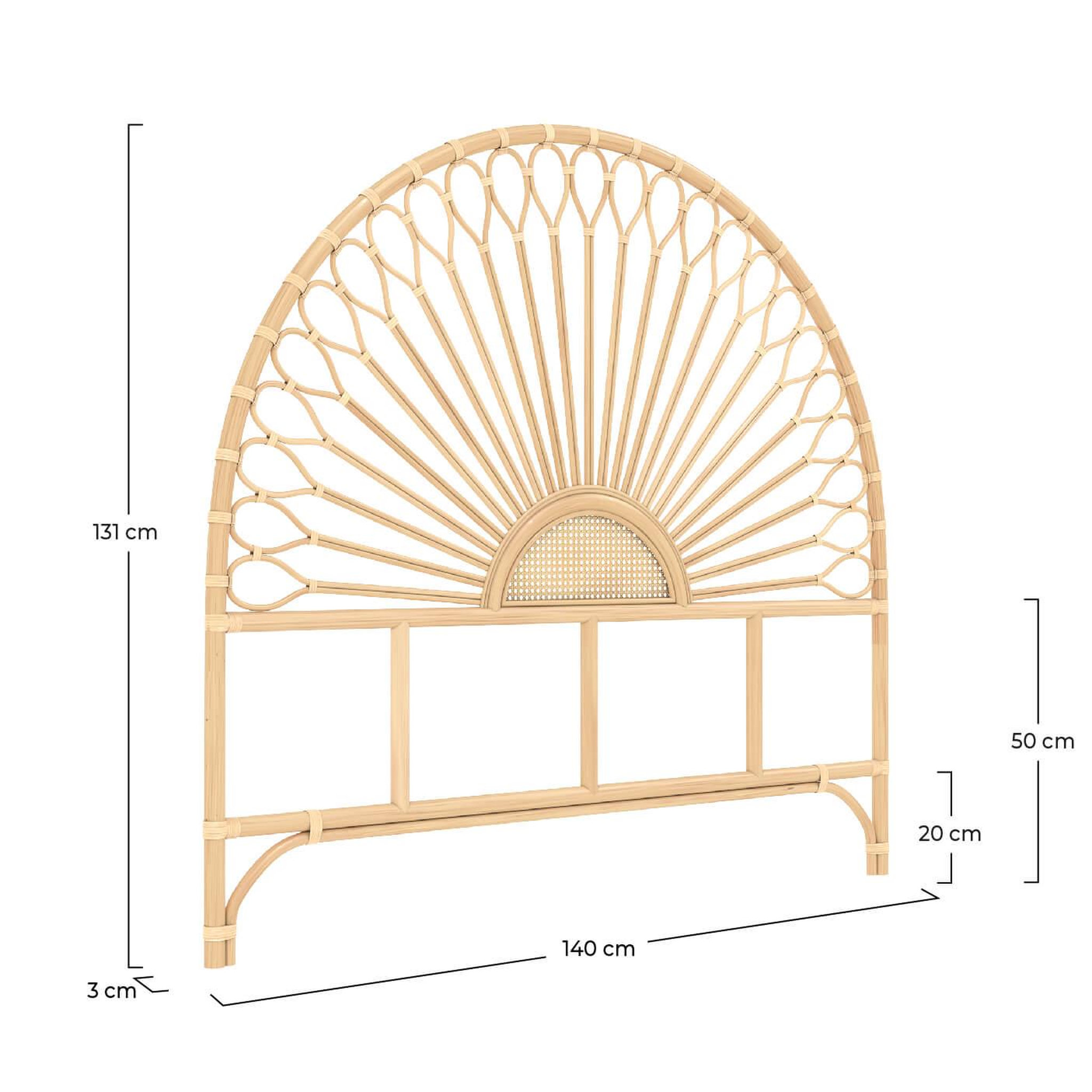Voir la diapositive 4 : MAISON PAVANE Tête de lit en rotin naturel 140 cm-alan
