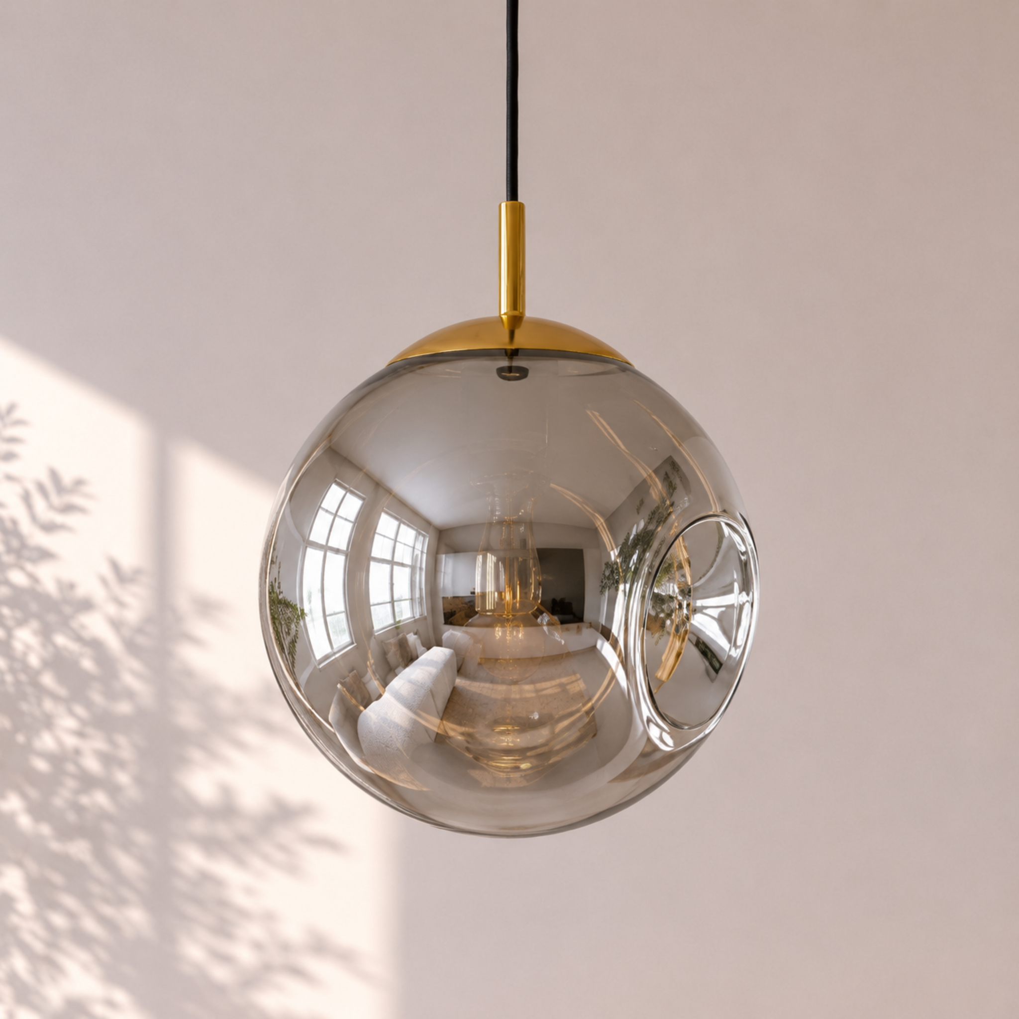 Voir la diapositive 2 : MAISON PAVANE Suspension chrome en verre D25 cm-Brume