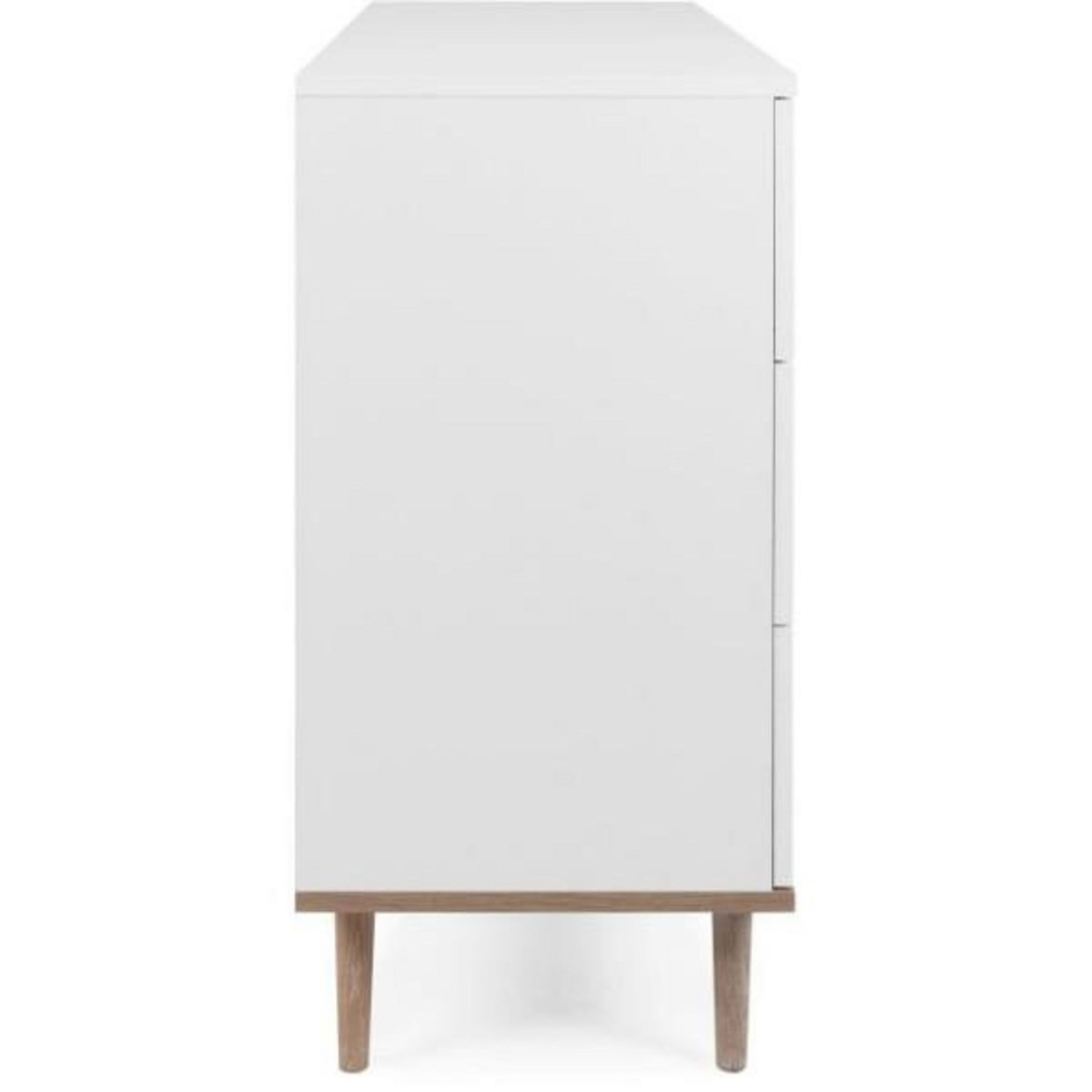 MARKET24 Commode Göteborg 6 tiroirs - Décor chene sonoma Blanc - L 120 x P 40 x H 86,5 cm