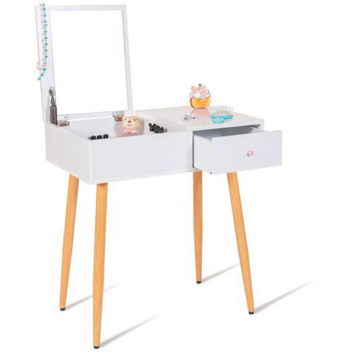 Coiffeuse avec miroir et pieds métal ELENA