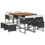 Voir la diapositive 2 : VIDAXL Ensemble a manger de jardin 9pcs coussins noir resine tressee