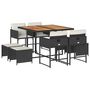 Voir la diapositive 2 : VIDAXL Ensemble a manger de jardin 9pcs coussins noir resine tressee